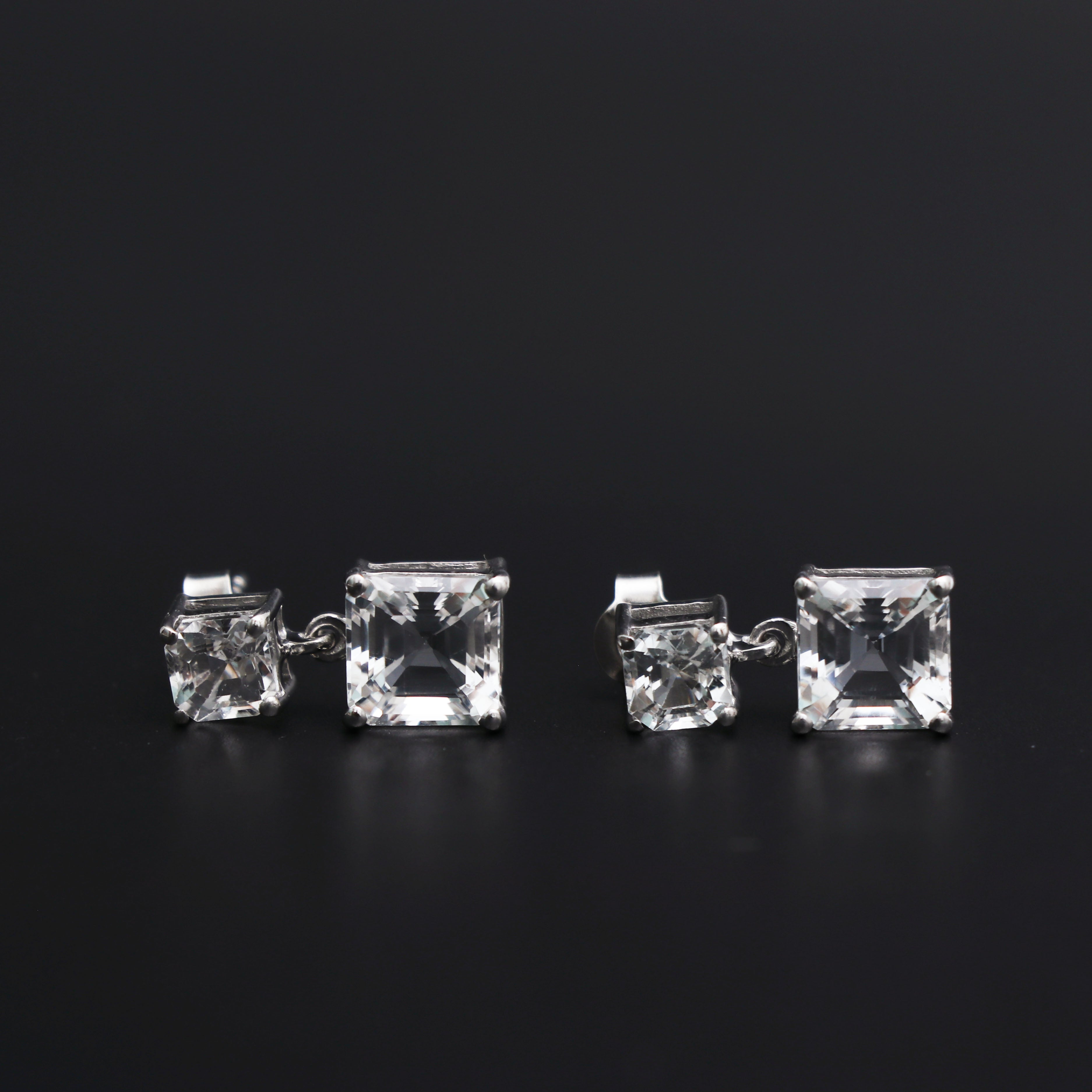 White Topaz Asscher Cut Earring