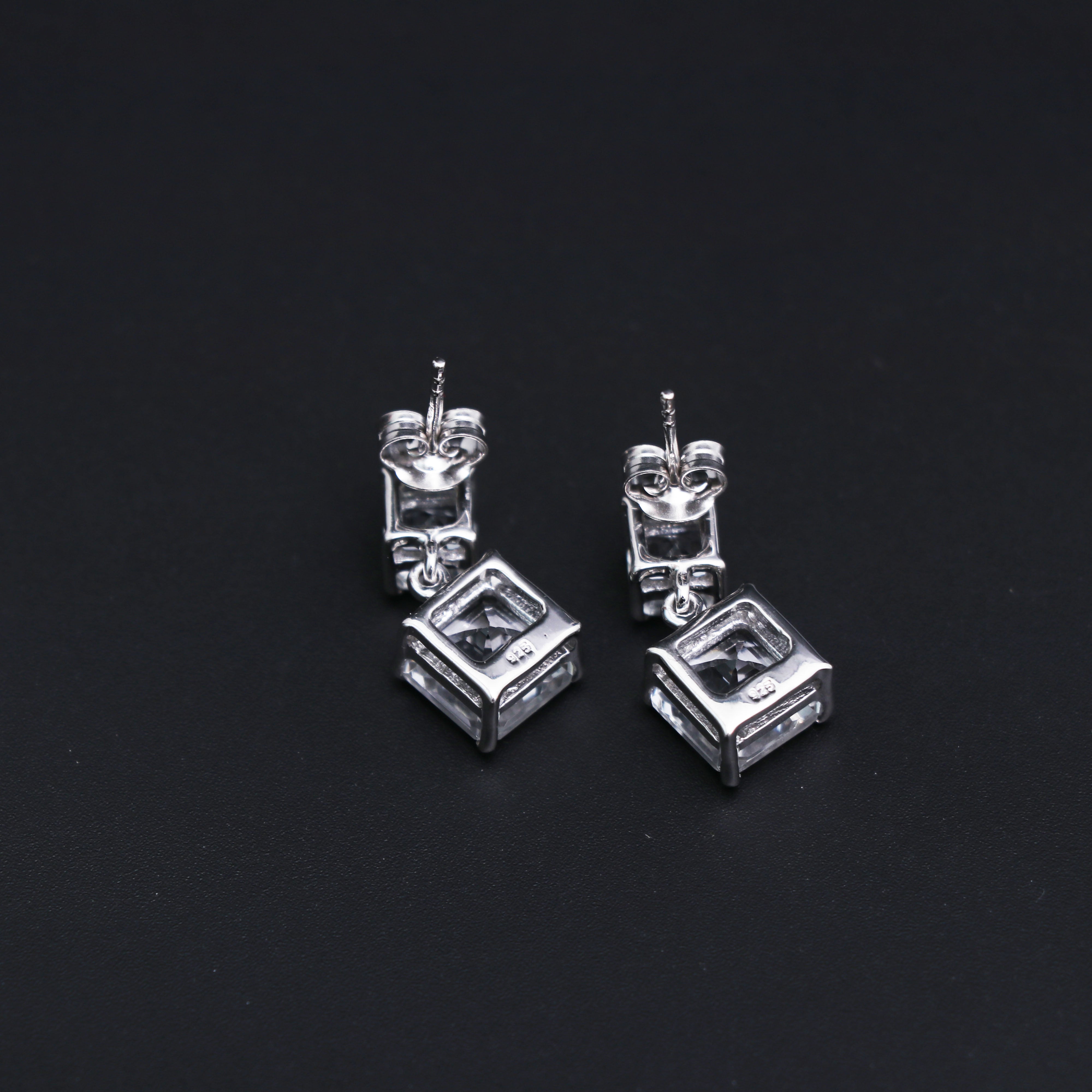 White Topaz Asscher Cut Earring
