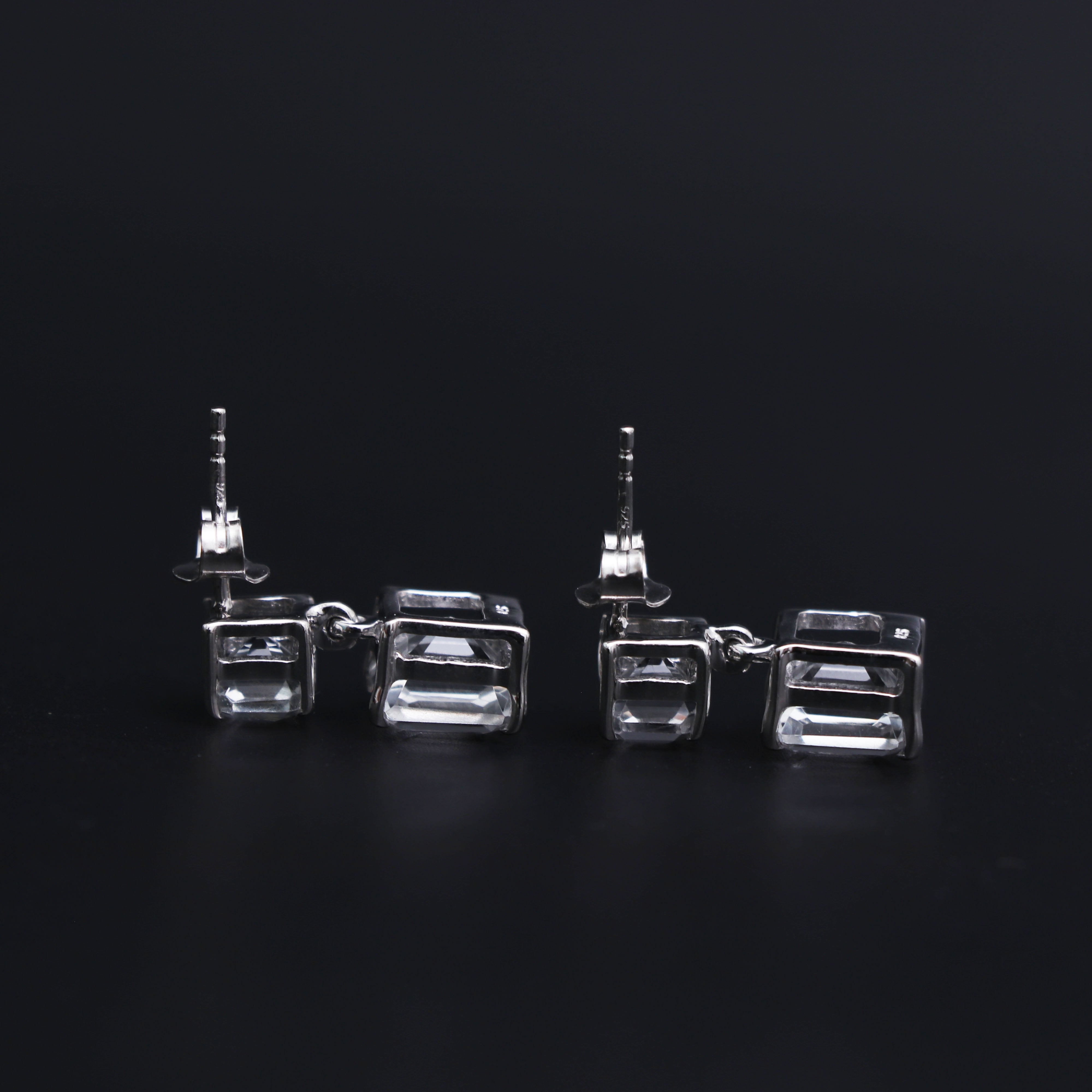 White Topaz Asscher Cut Earring