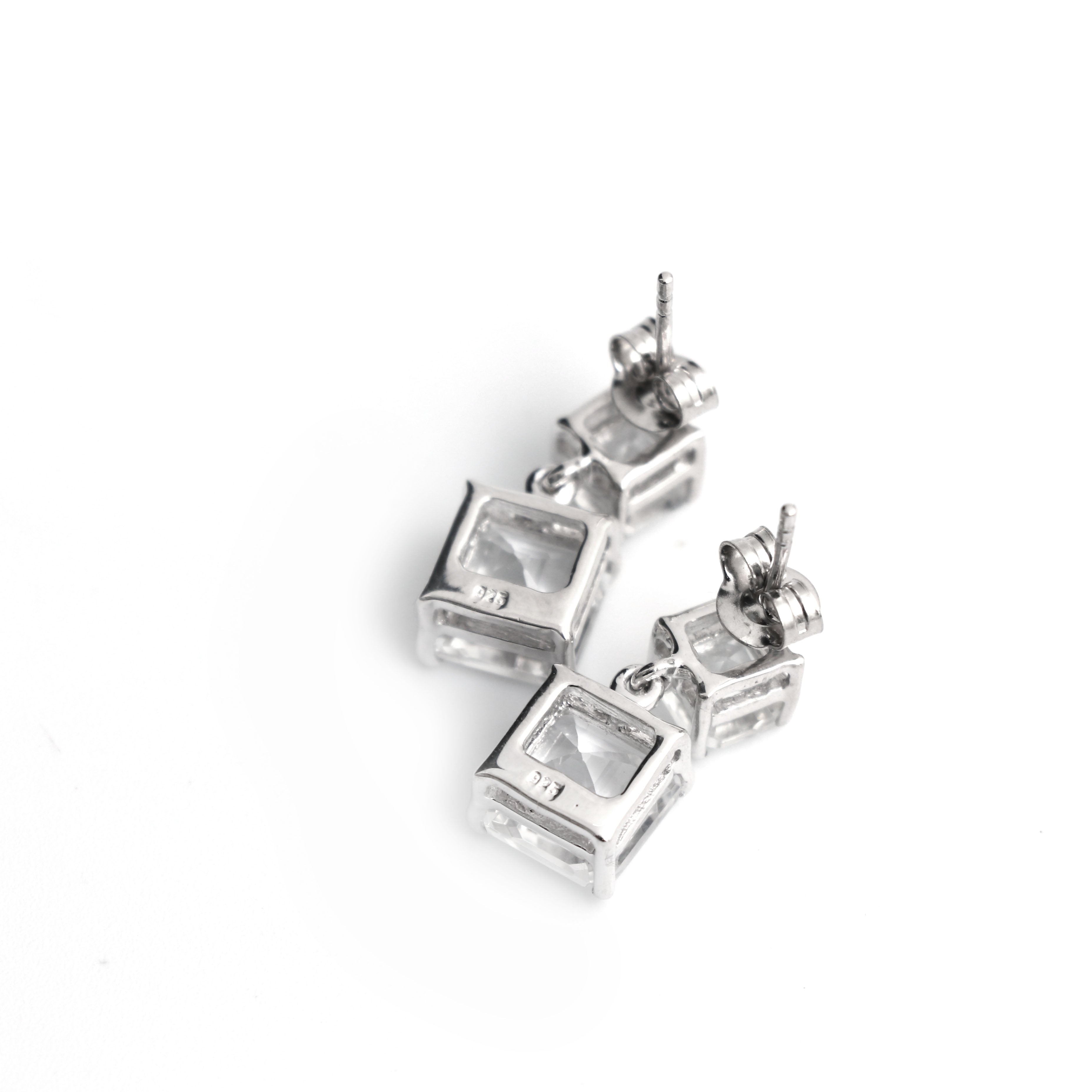 White Topaz Octagon Gemstone Earring