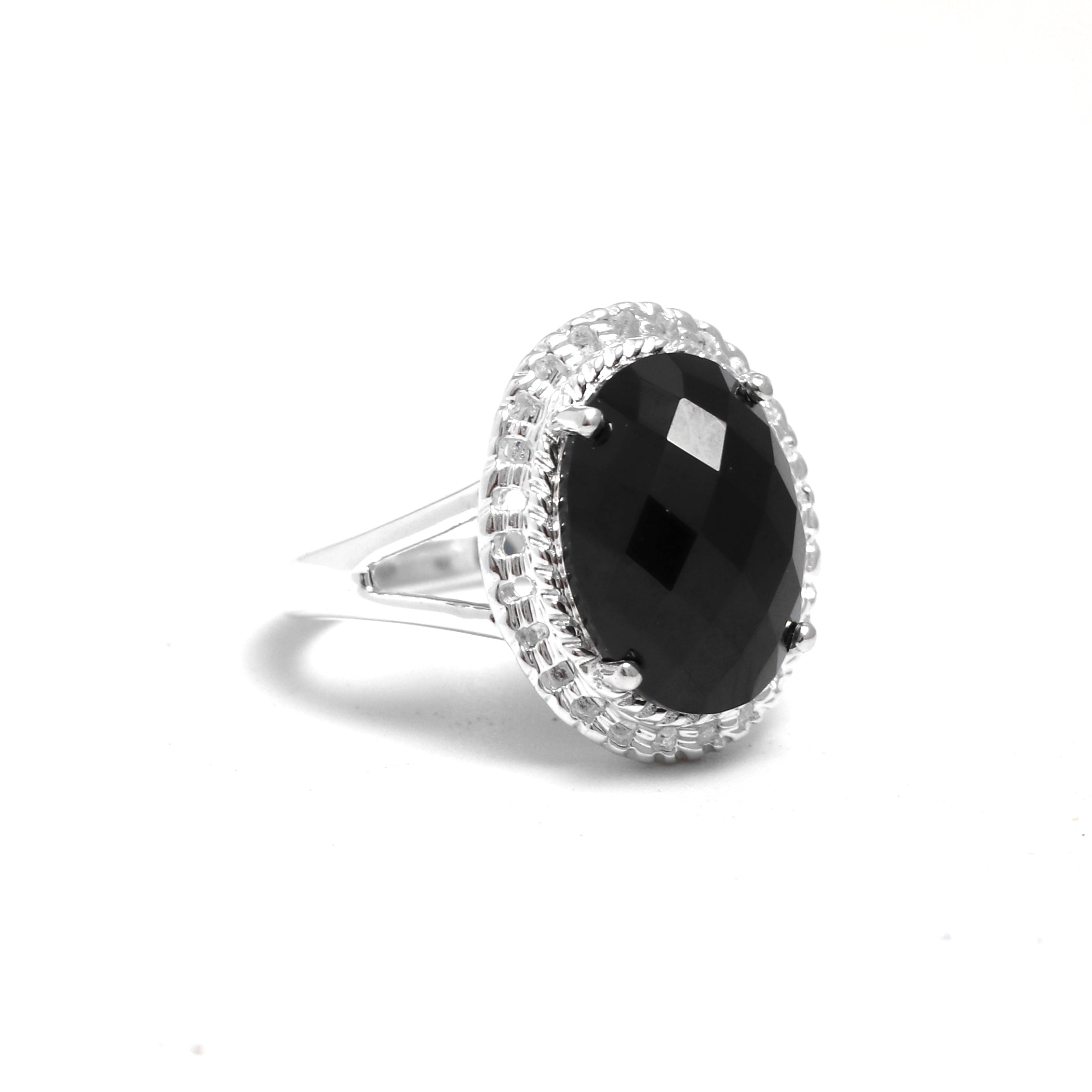 Natural Black Spinel Oval Gemstone Ring