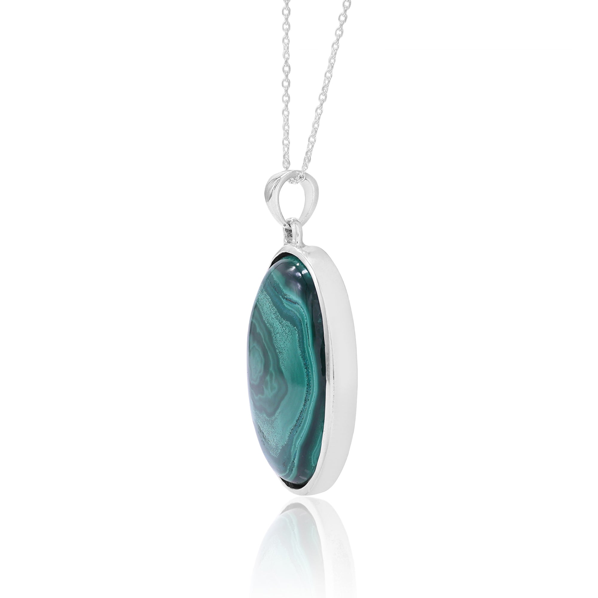 Natural Malachite Pendant With Bezel Set