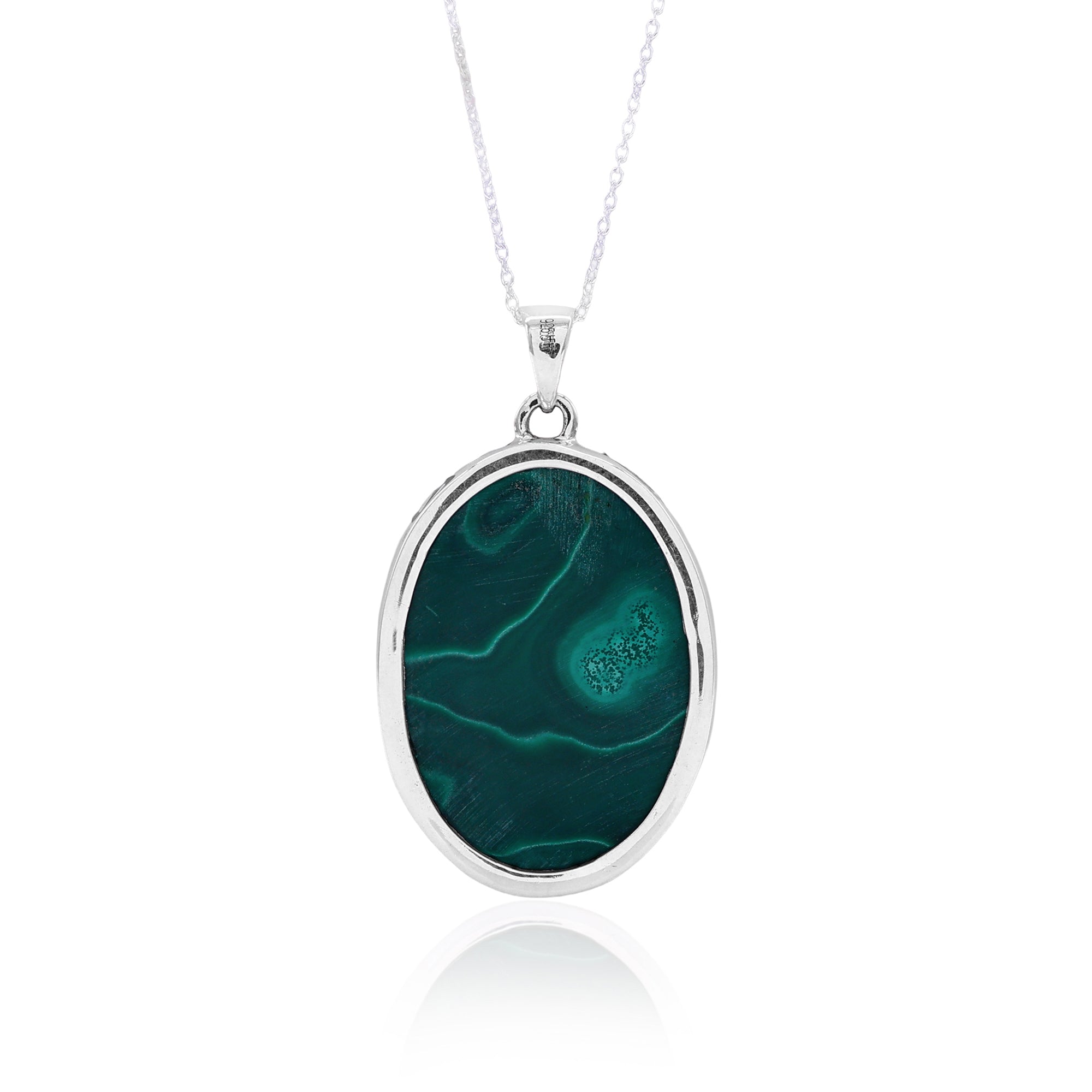 Natural Malachite Pendant With Bezel Set