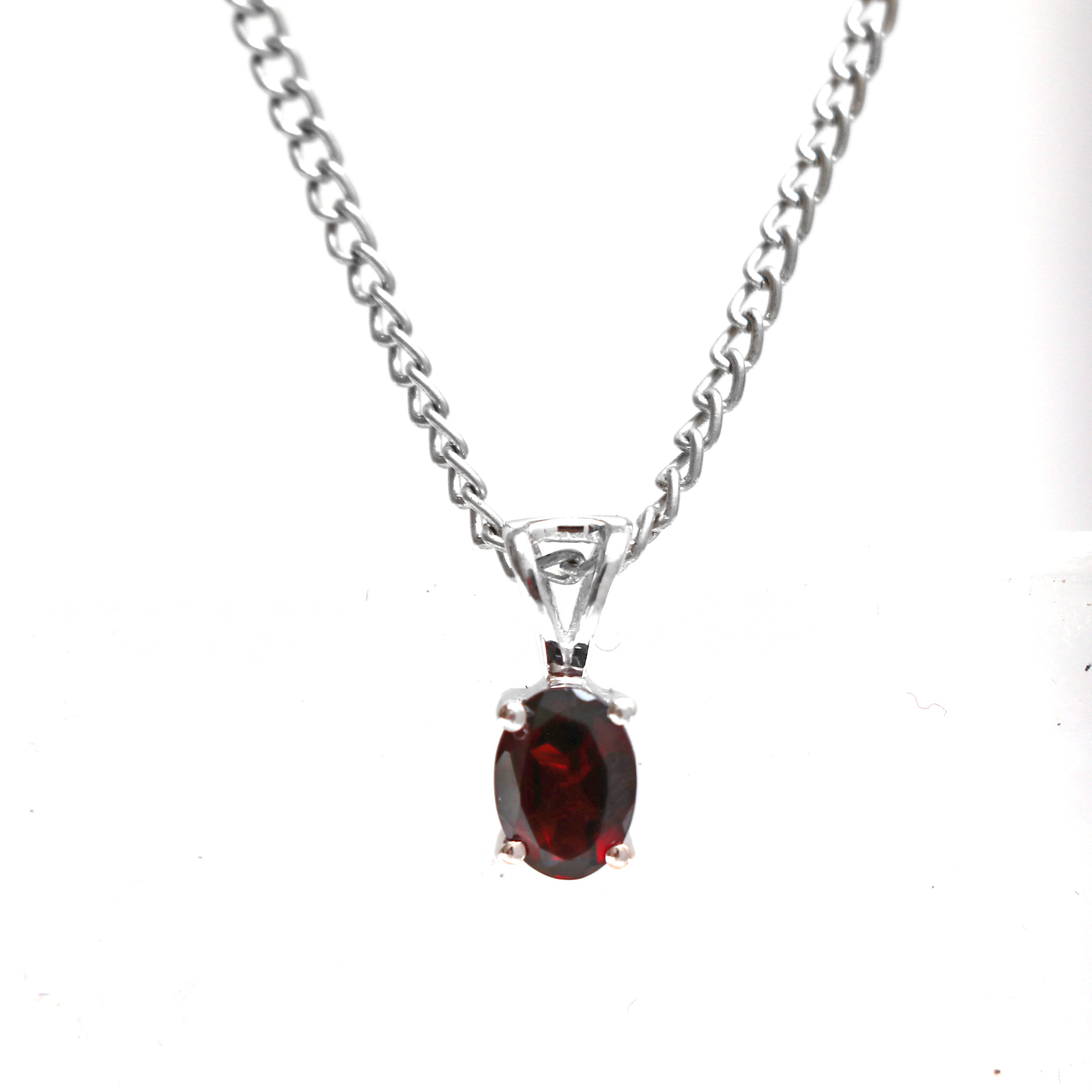 Natural Red Garnet Pendant With Chain