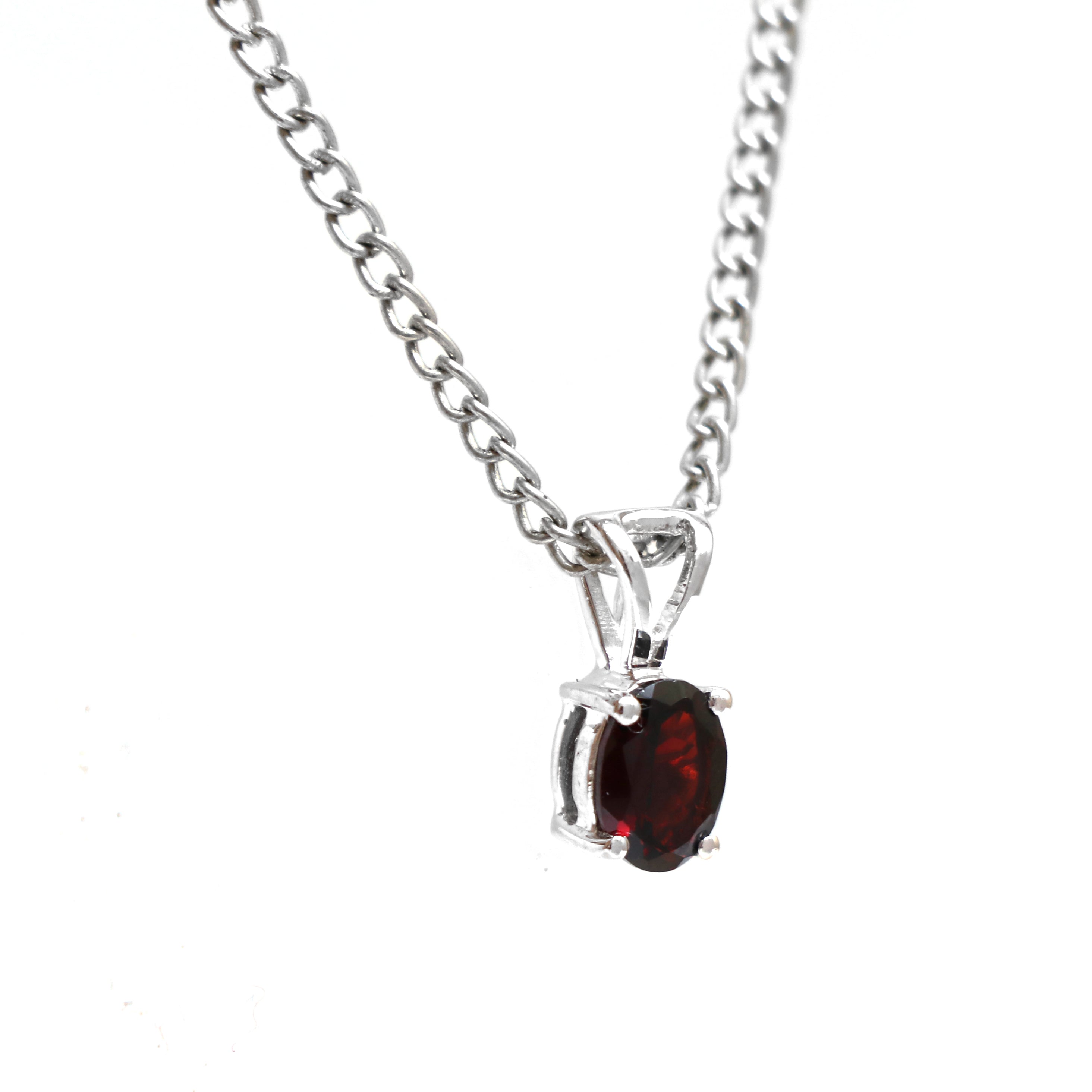 Natural Red Garnet Pendant With Chain