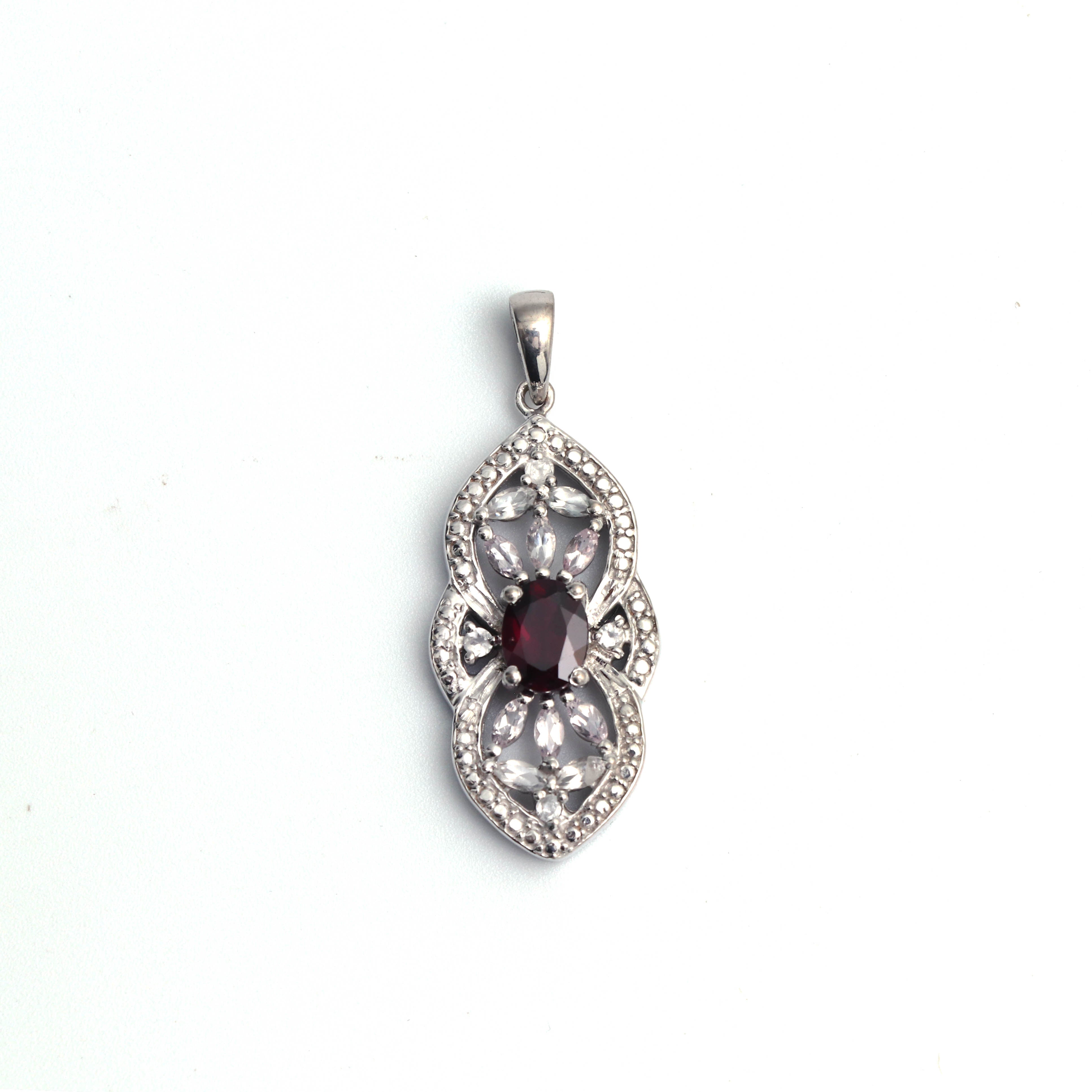 Natural Garnet Pendant With Chain