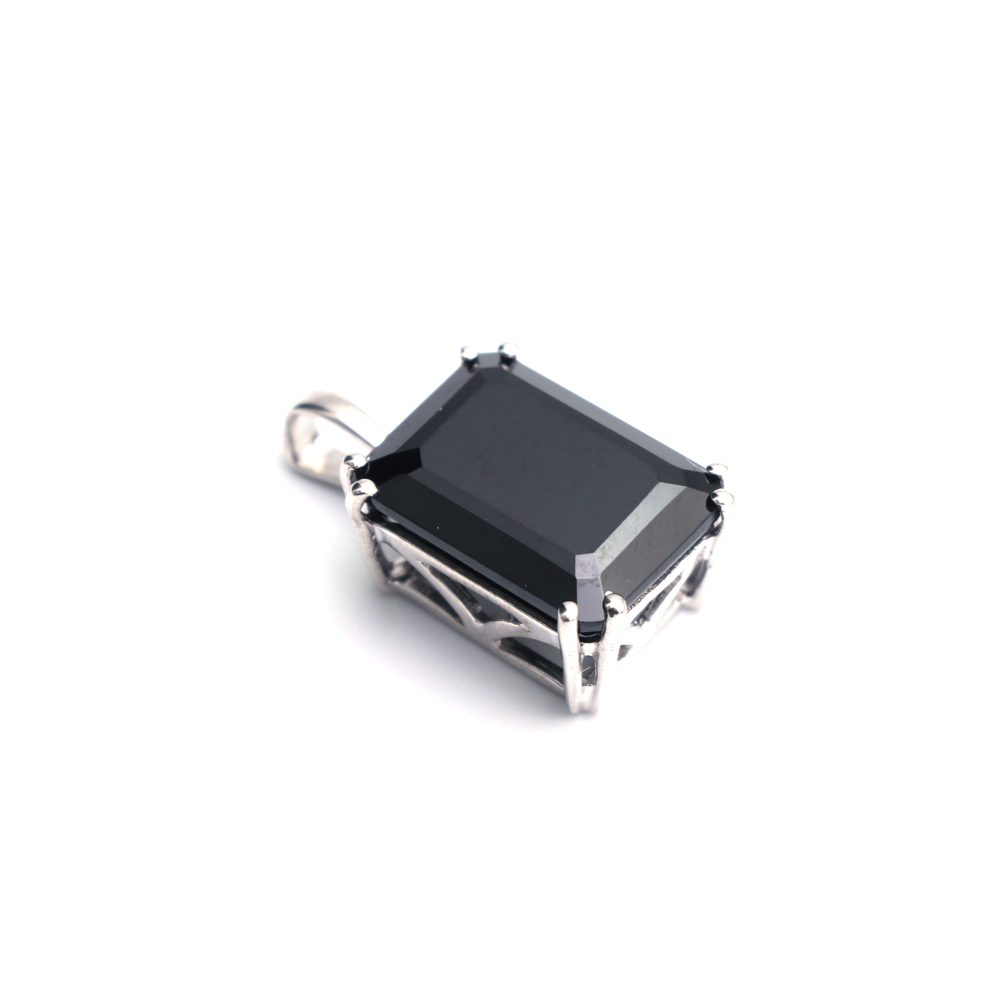 Natural Black Spinel Octagon Pendant