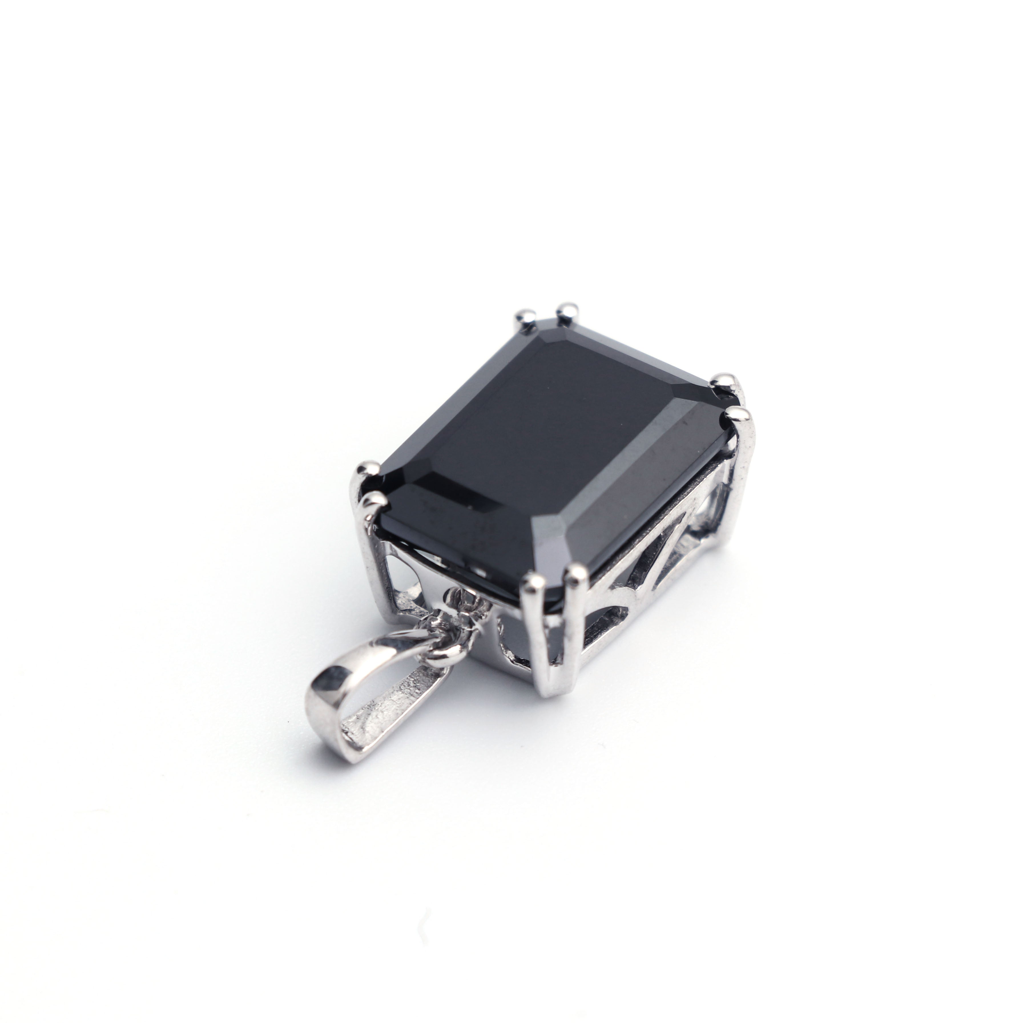 Natural Black Spinel Octagon Pendant