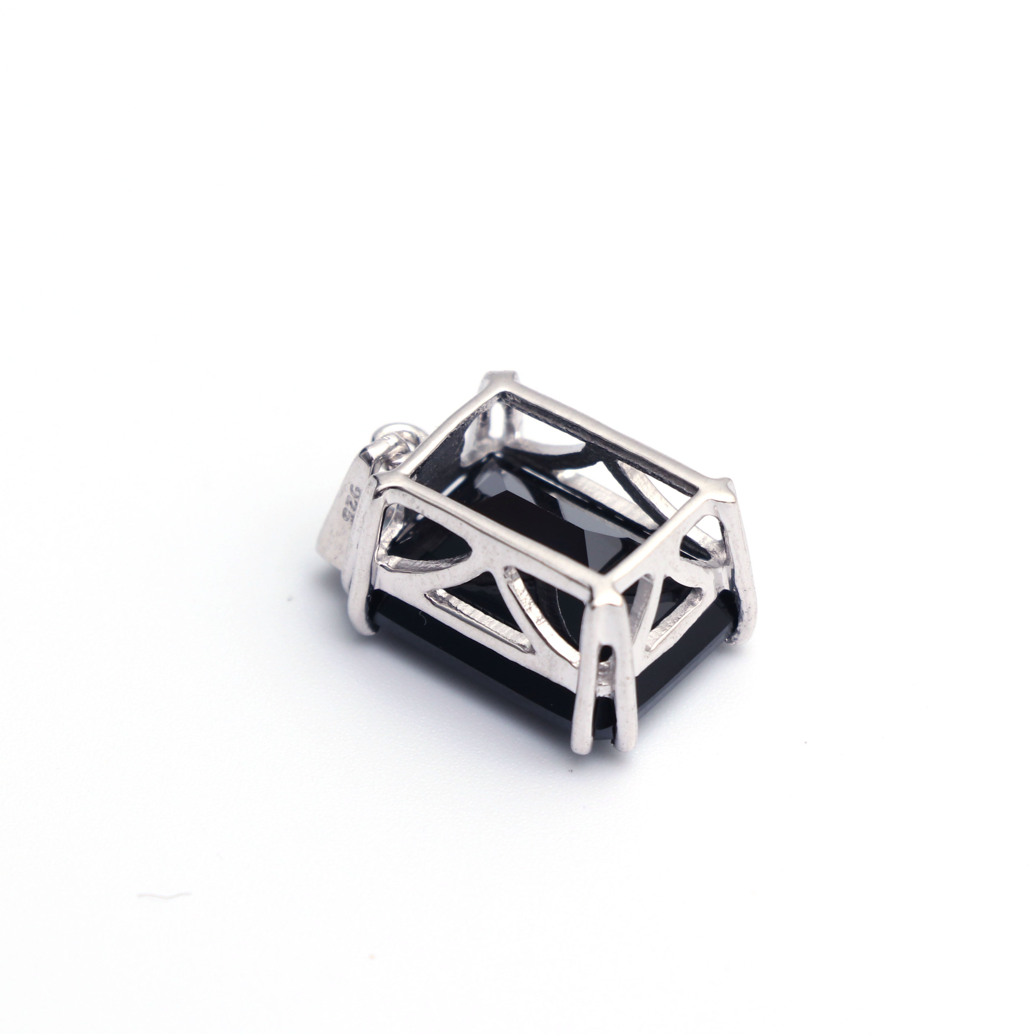 Natural Black Spinel Octagon Pendant