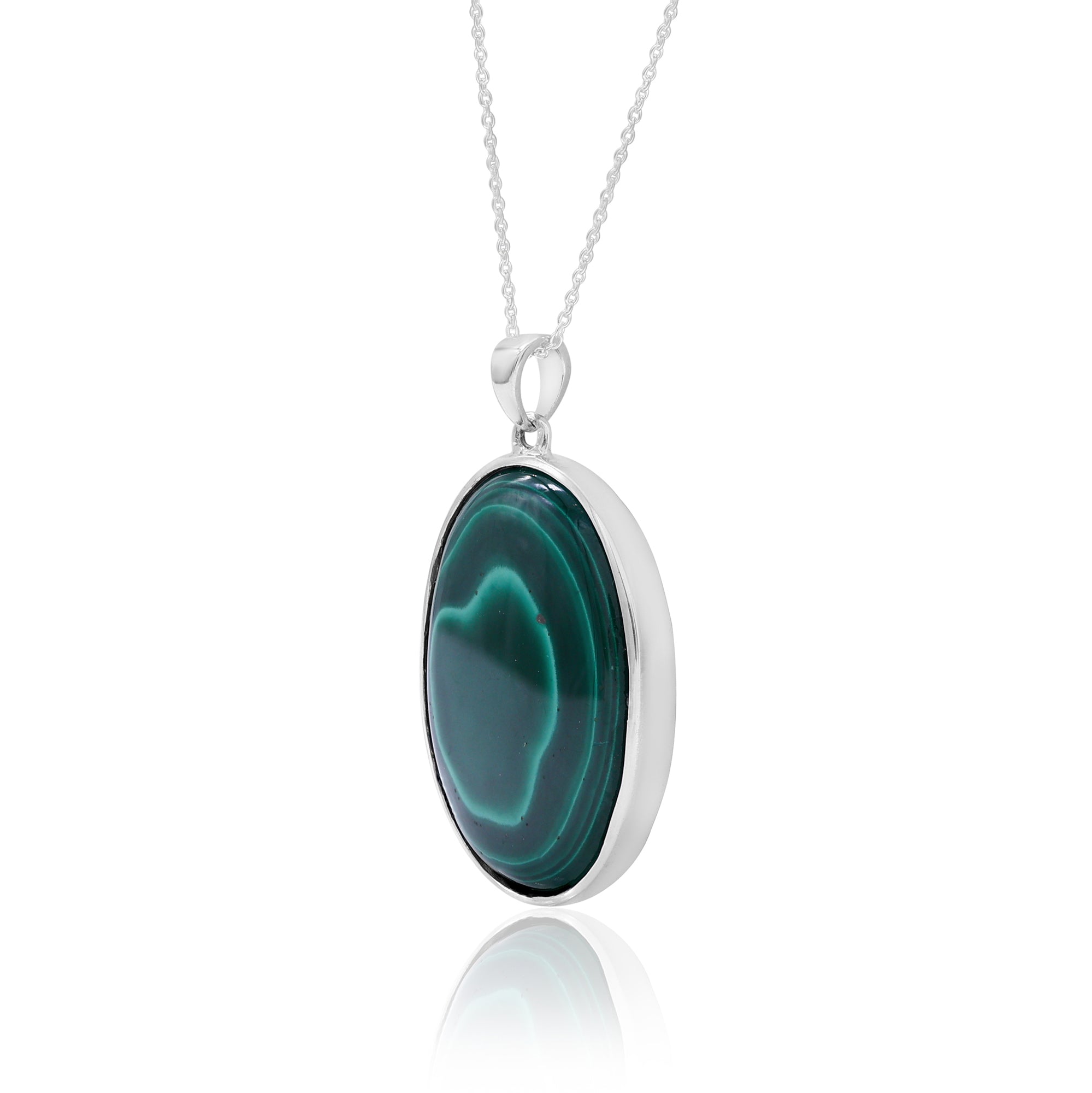 Malachite Oval Pendant With Chain