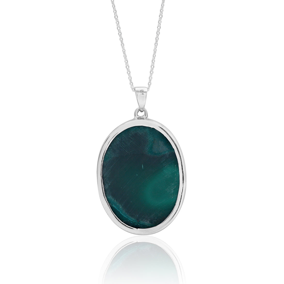 Malachite Oval Pendant With Chain