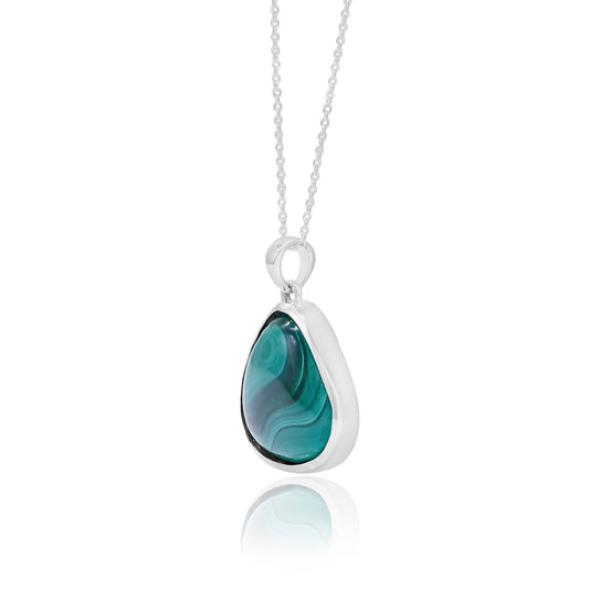 Natural Malachite Triangle Cabochon Pendant