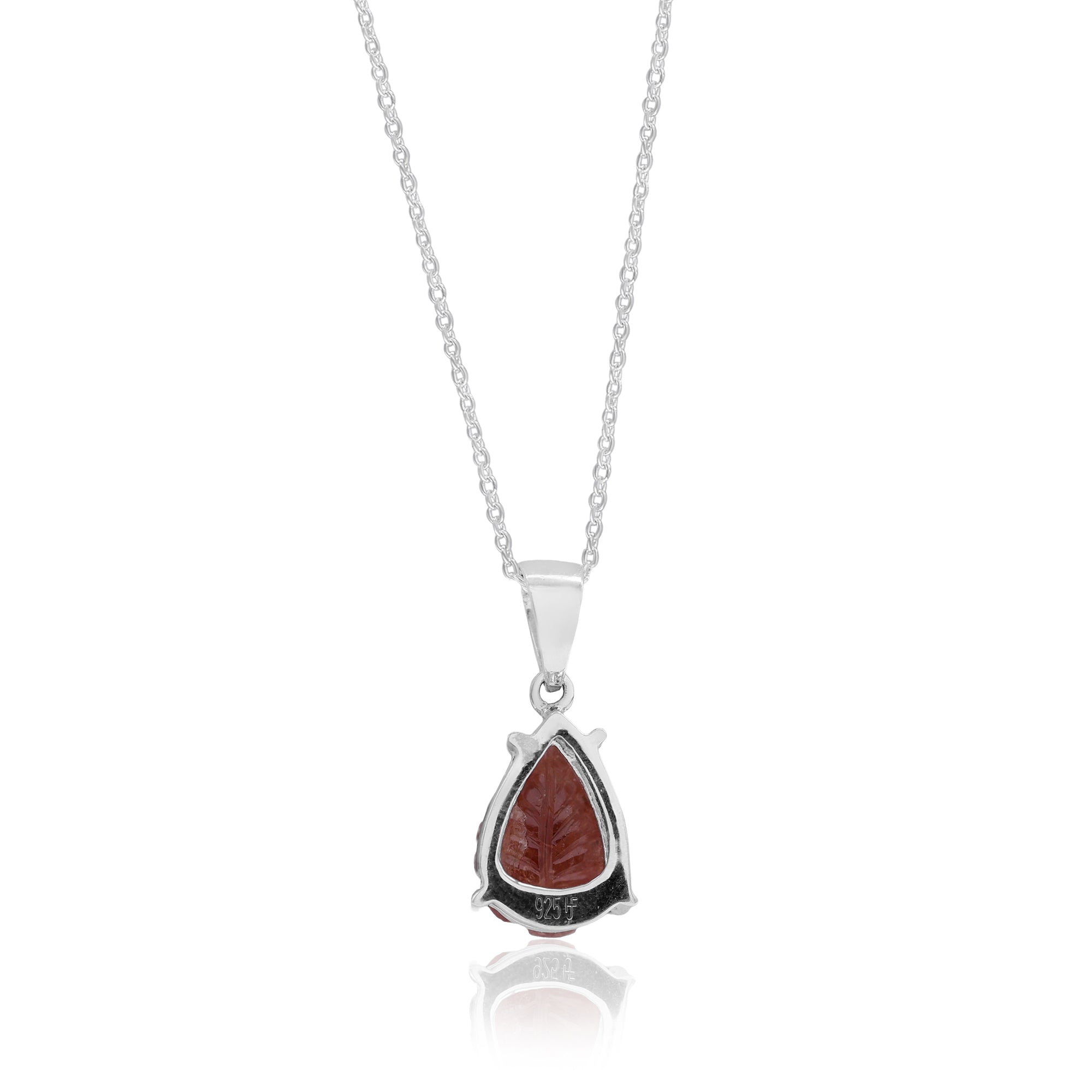 Natural Red Tourmaline Carving Pendant With Chain