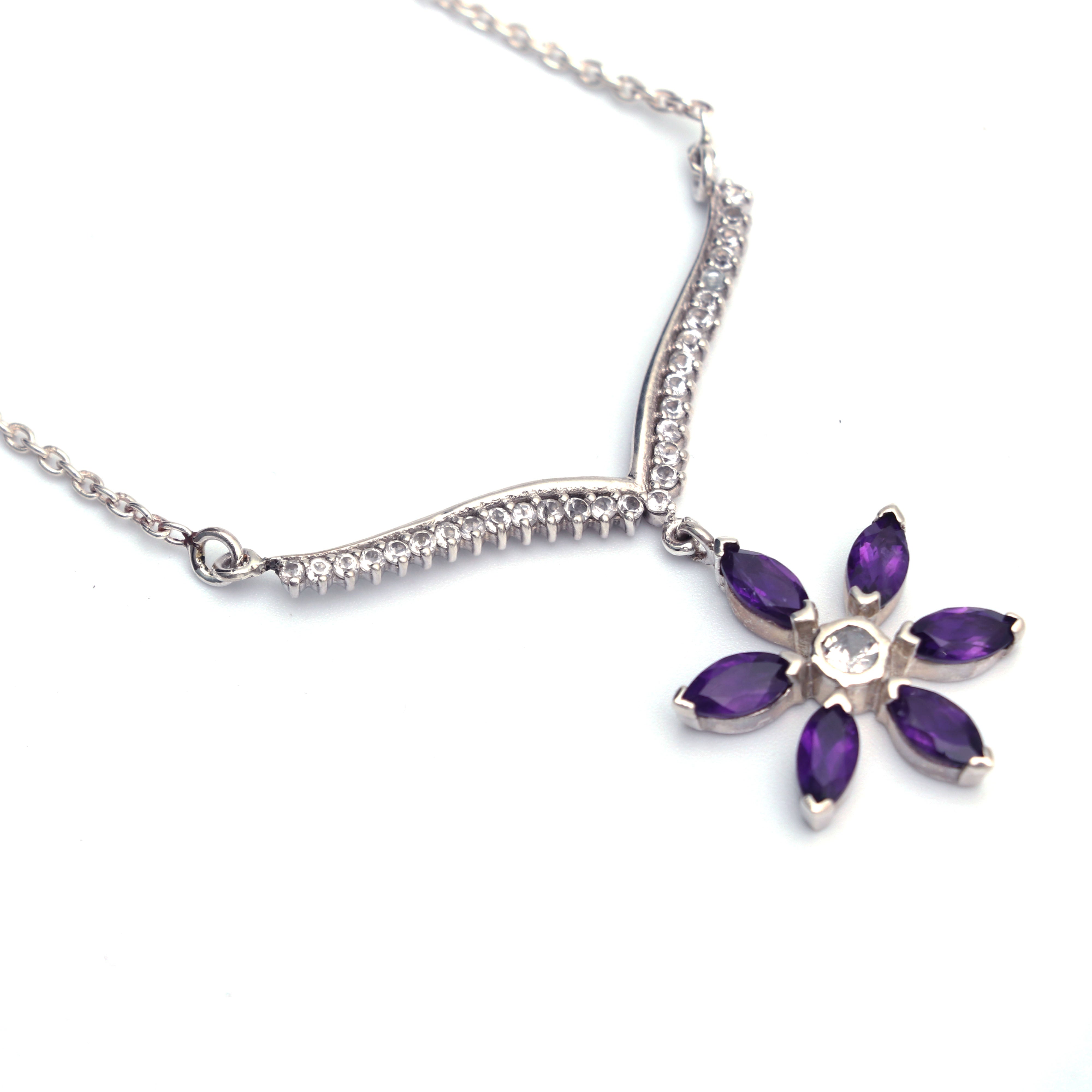 Amethyst and White Topaz Necklace