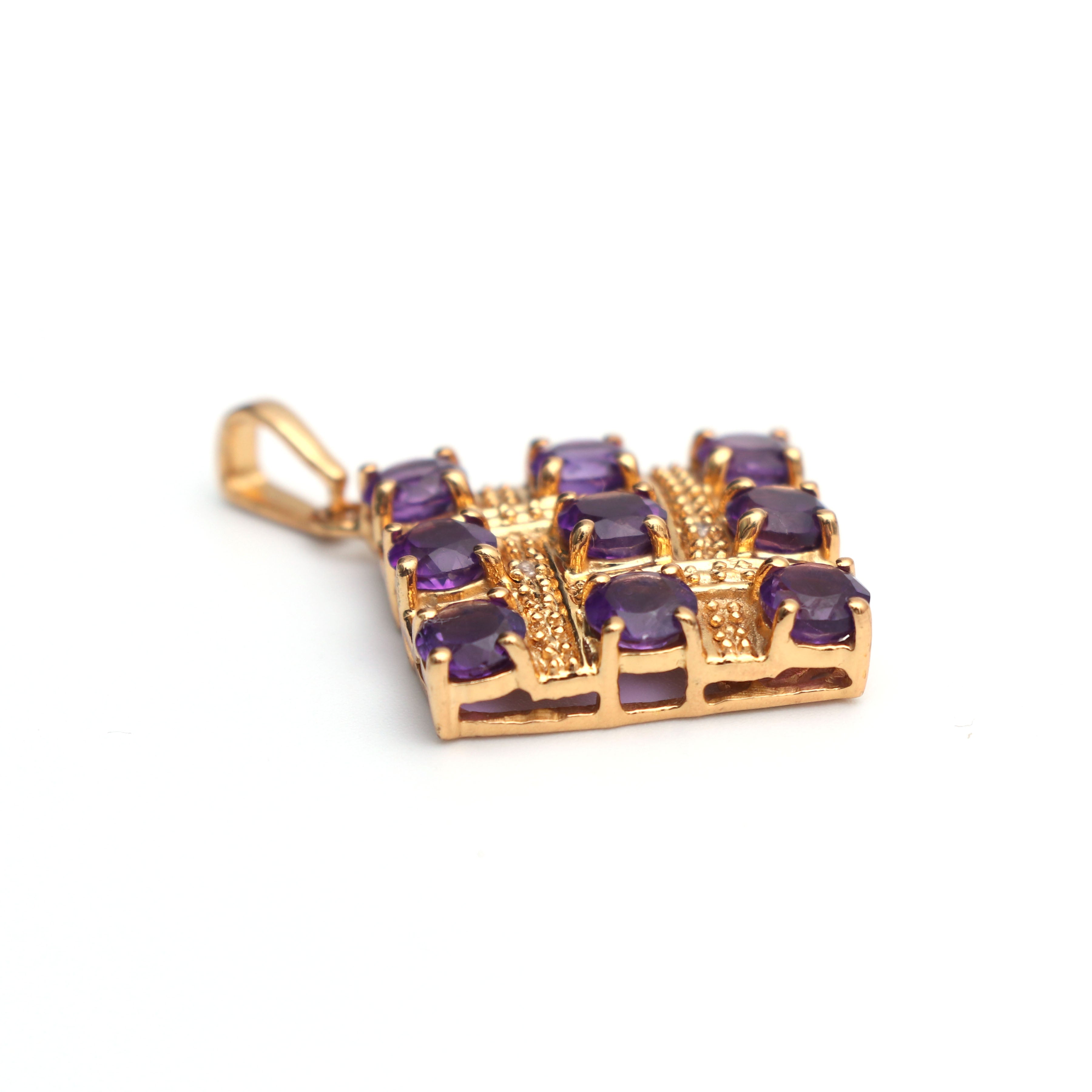 Natural Amethyst and Topaz Gold Rhodium Pendant