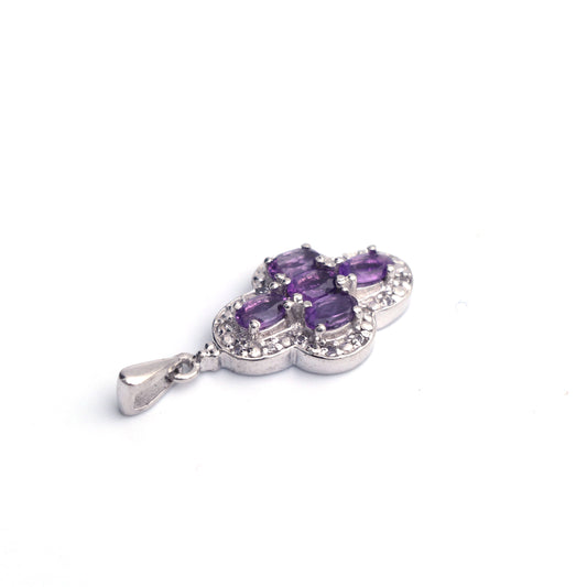 Natural Purple Amethyst Pendant With Chain