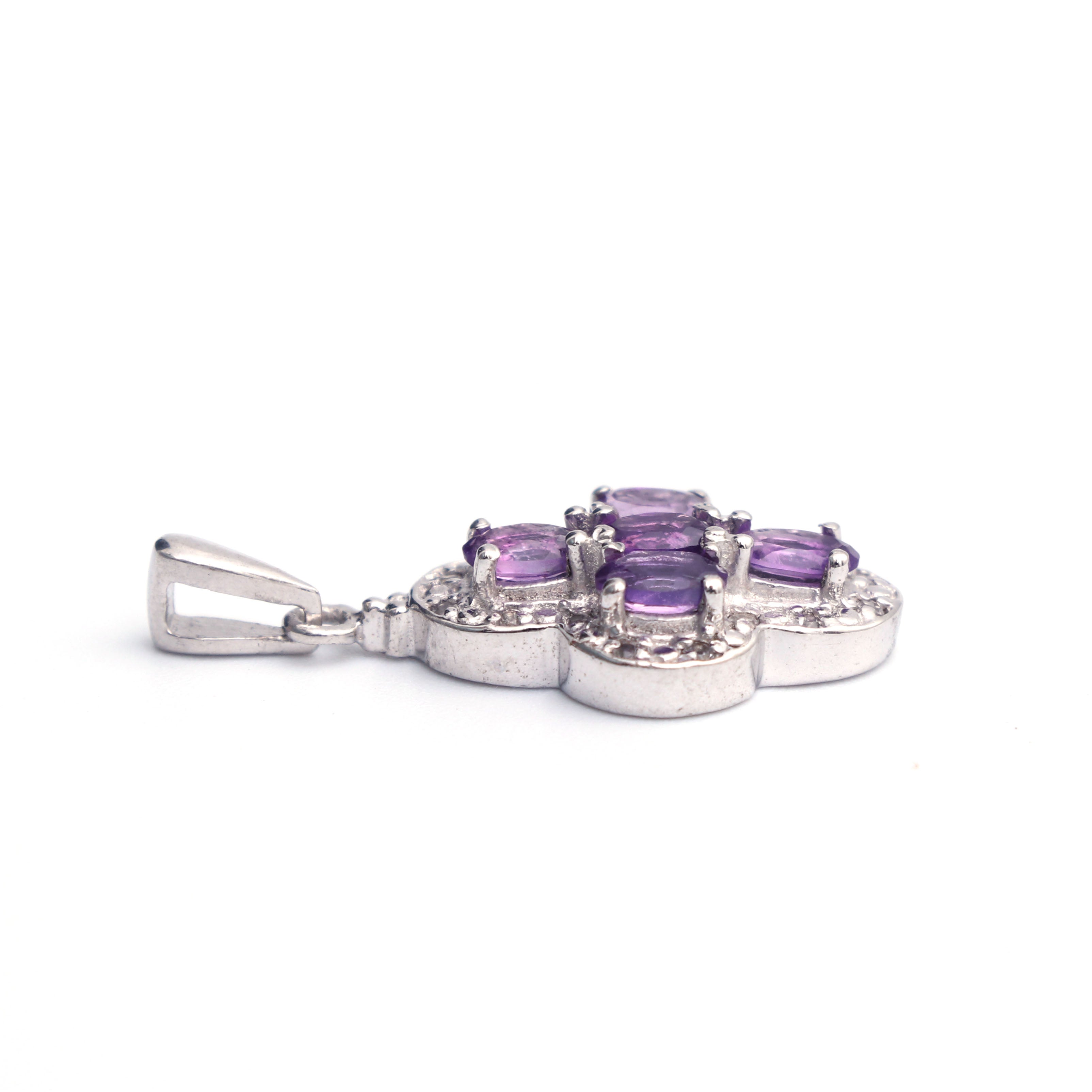 Natural Purple Amethyst Pendant With Chain