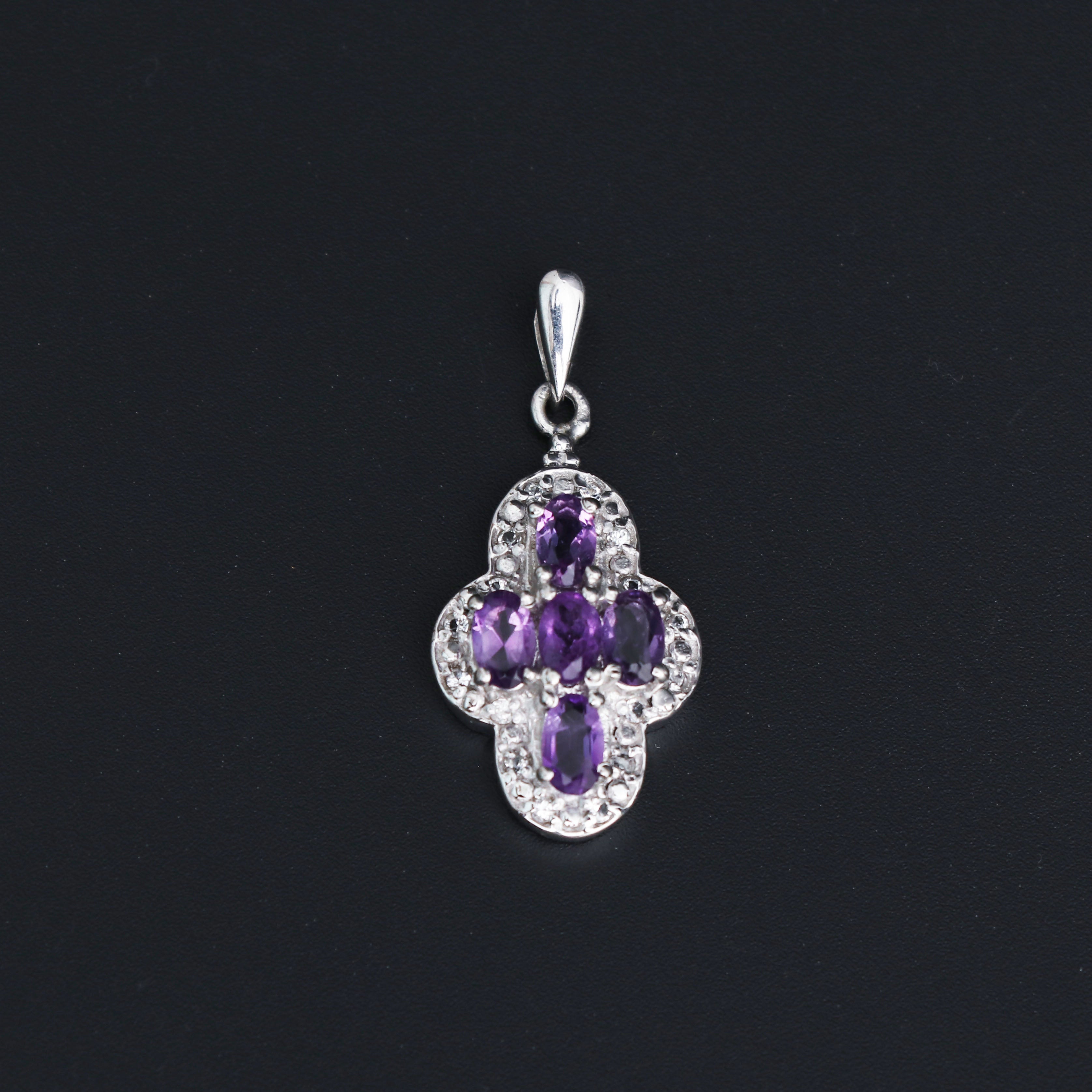 Natural Purple Amethyst Pendant With Chain