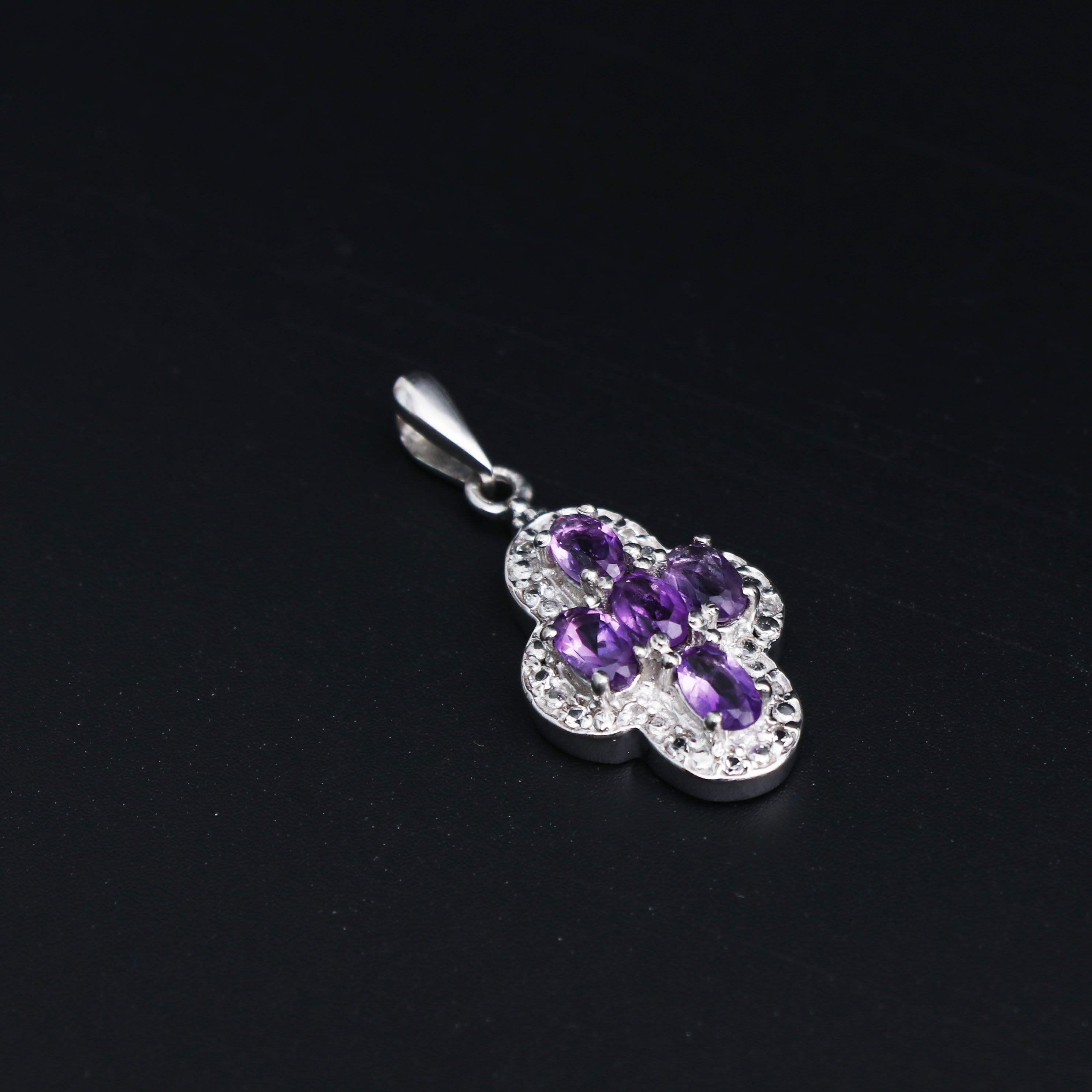 Natural Purple Amethyst Pendant With Chain