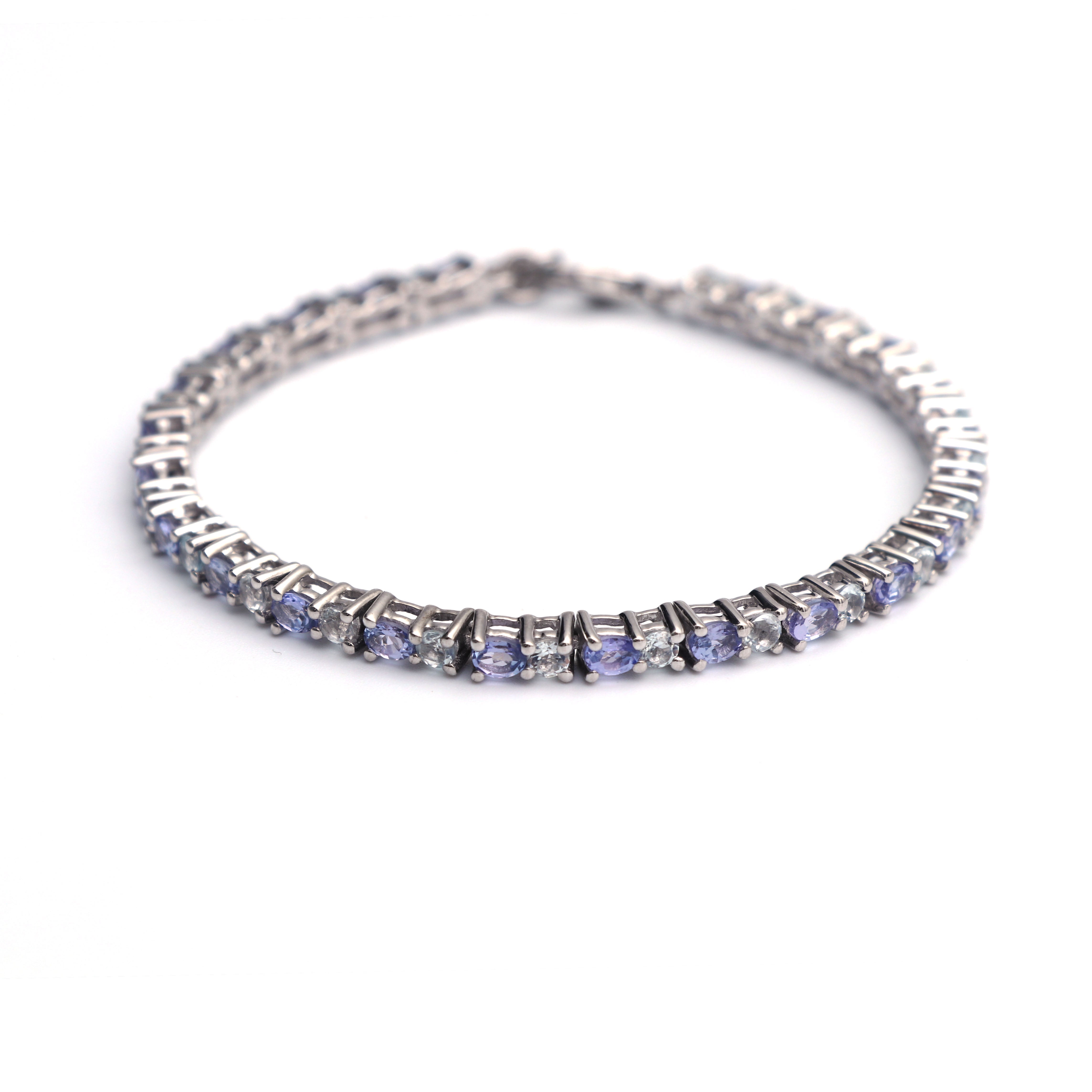 Natural Tanzanite and White Topaz Bracelet