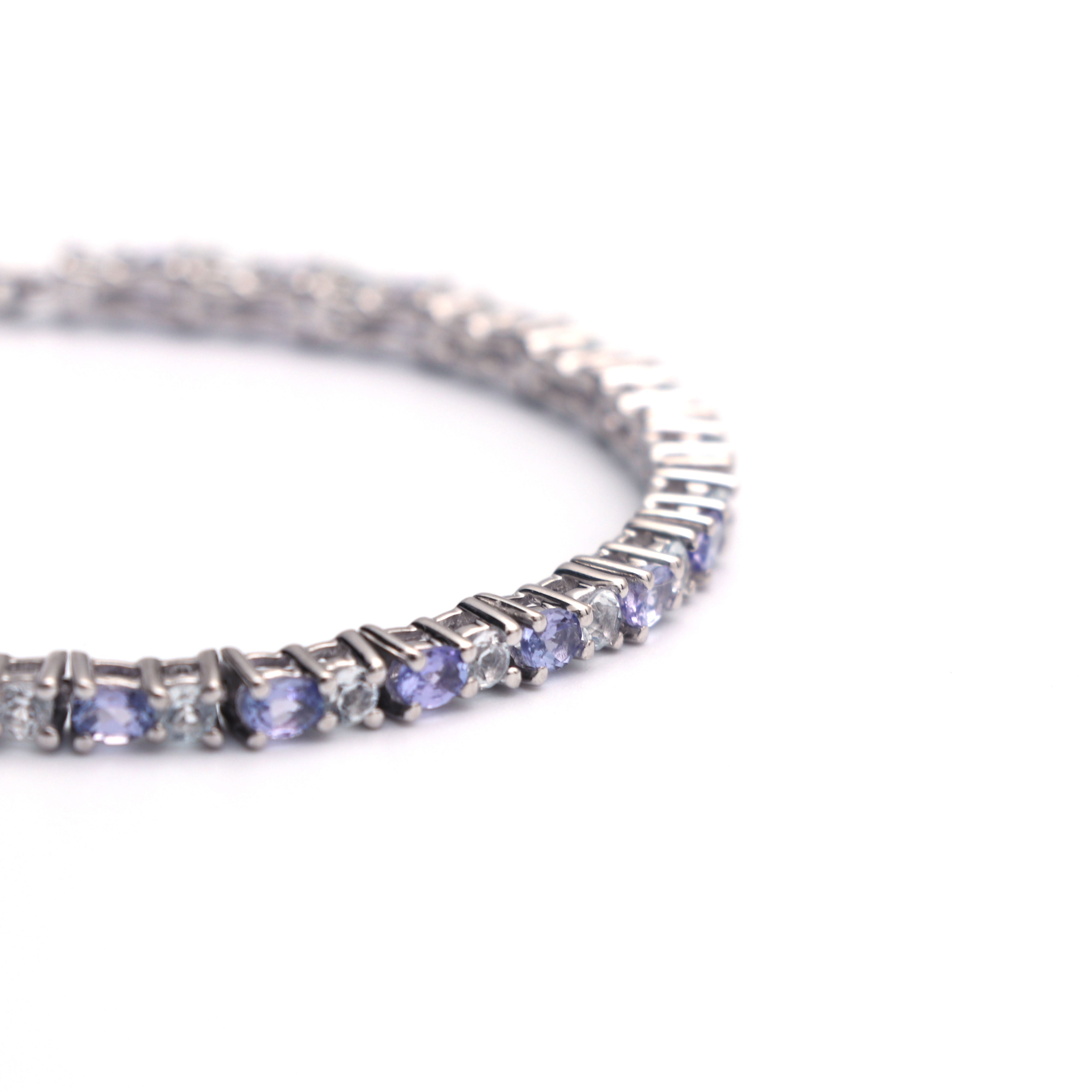 Natural Tanzanite and White Topaz Bracelet