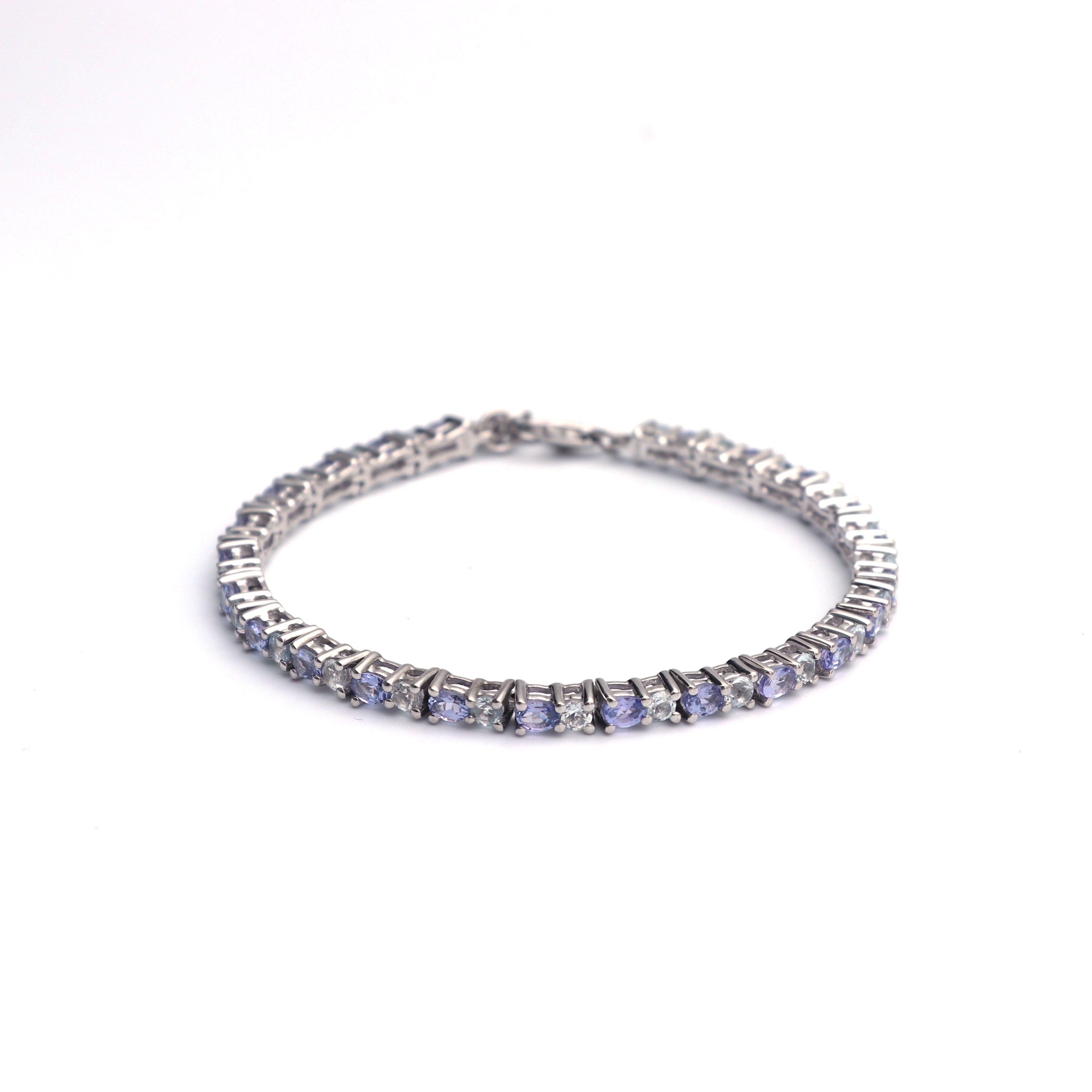 Natural Tanzanite and White Topaz Bracelet