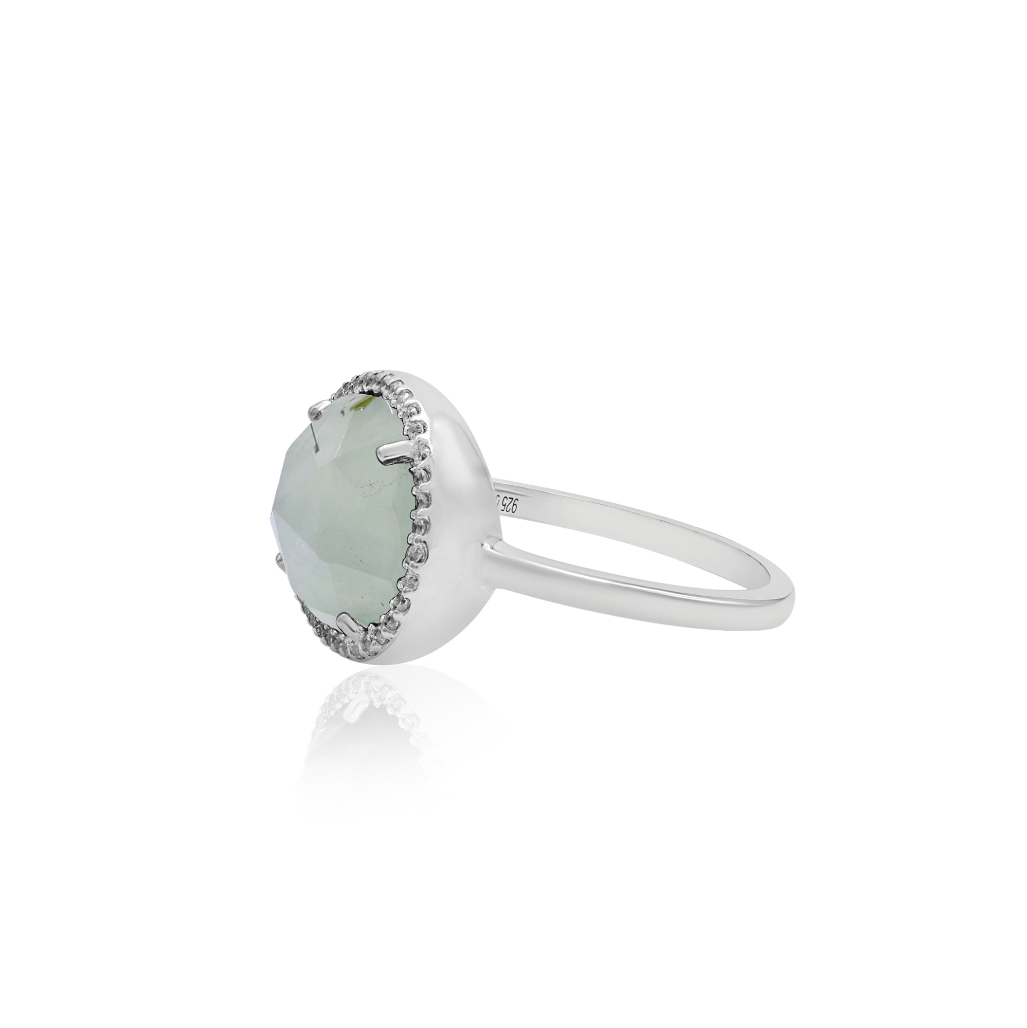 925 Sterling Silver Natural Prehnite Ring