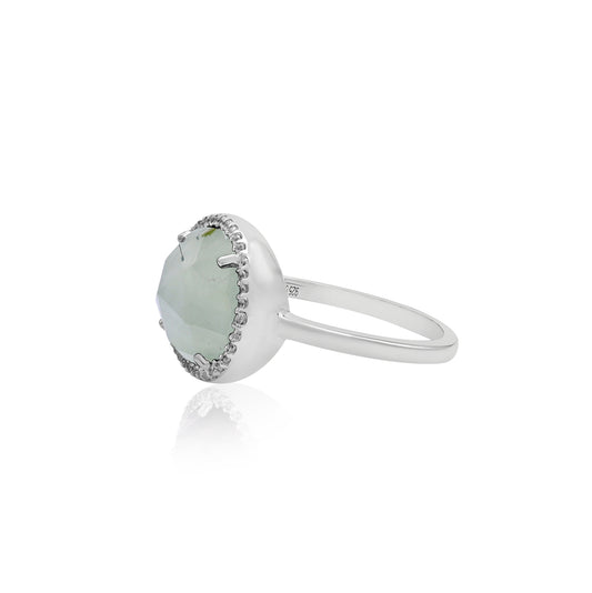 925 Sterling Silver Natural Prehnite Ring