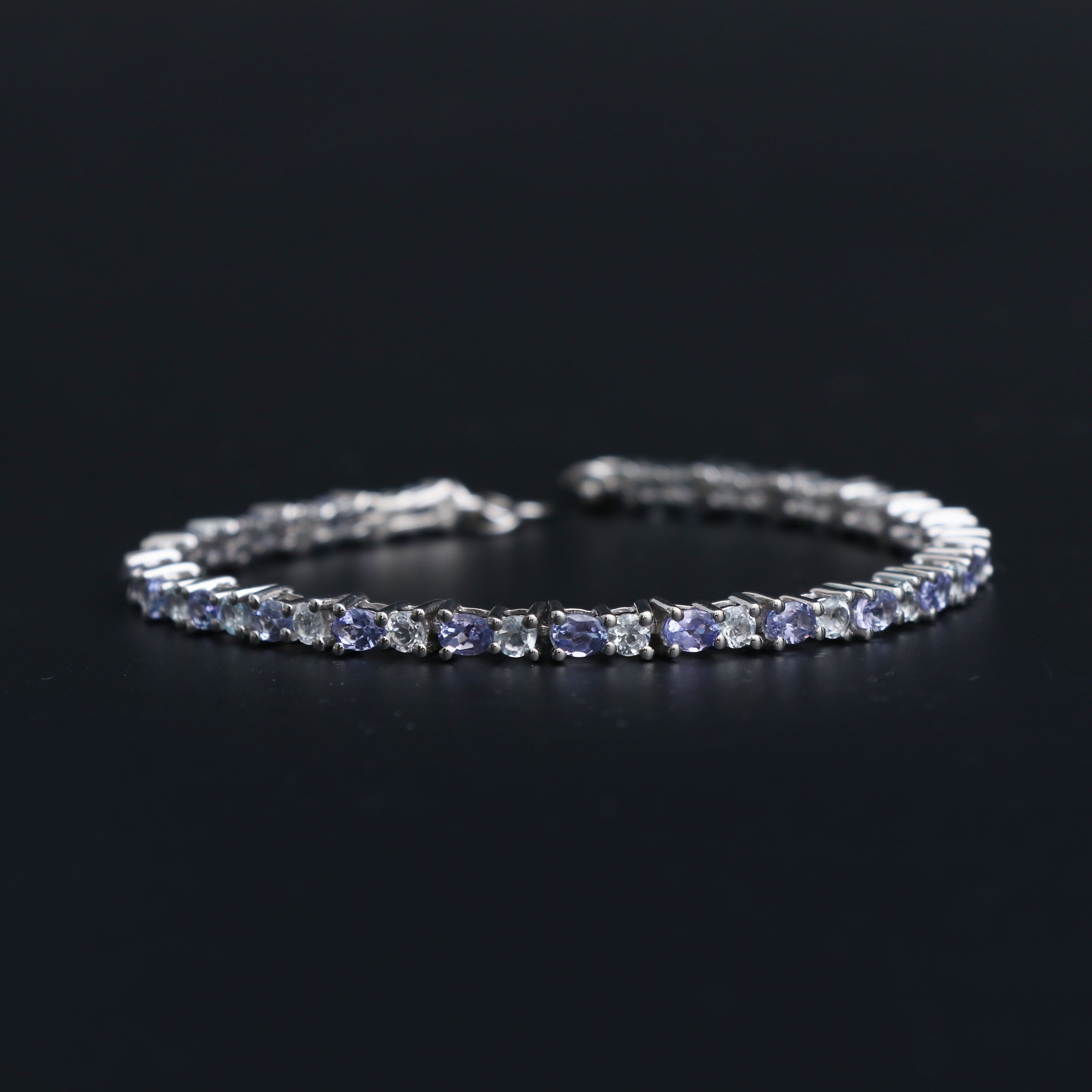 Natural Tanzanite and White Topaz Bracelet