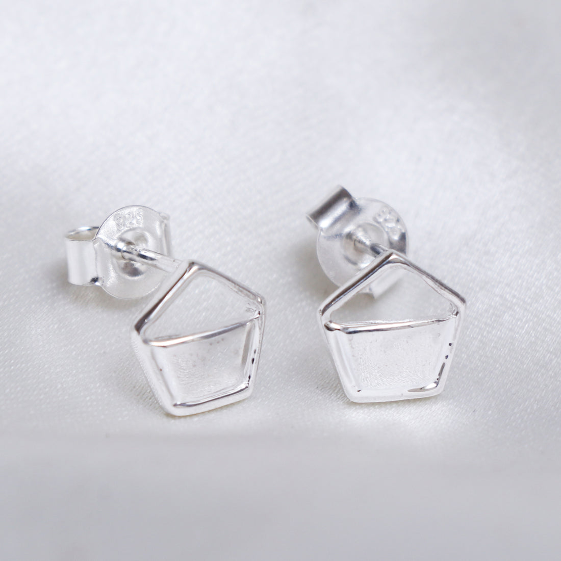 Geometric Silver Studs Earrings