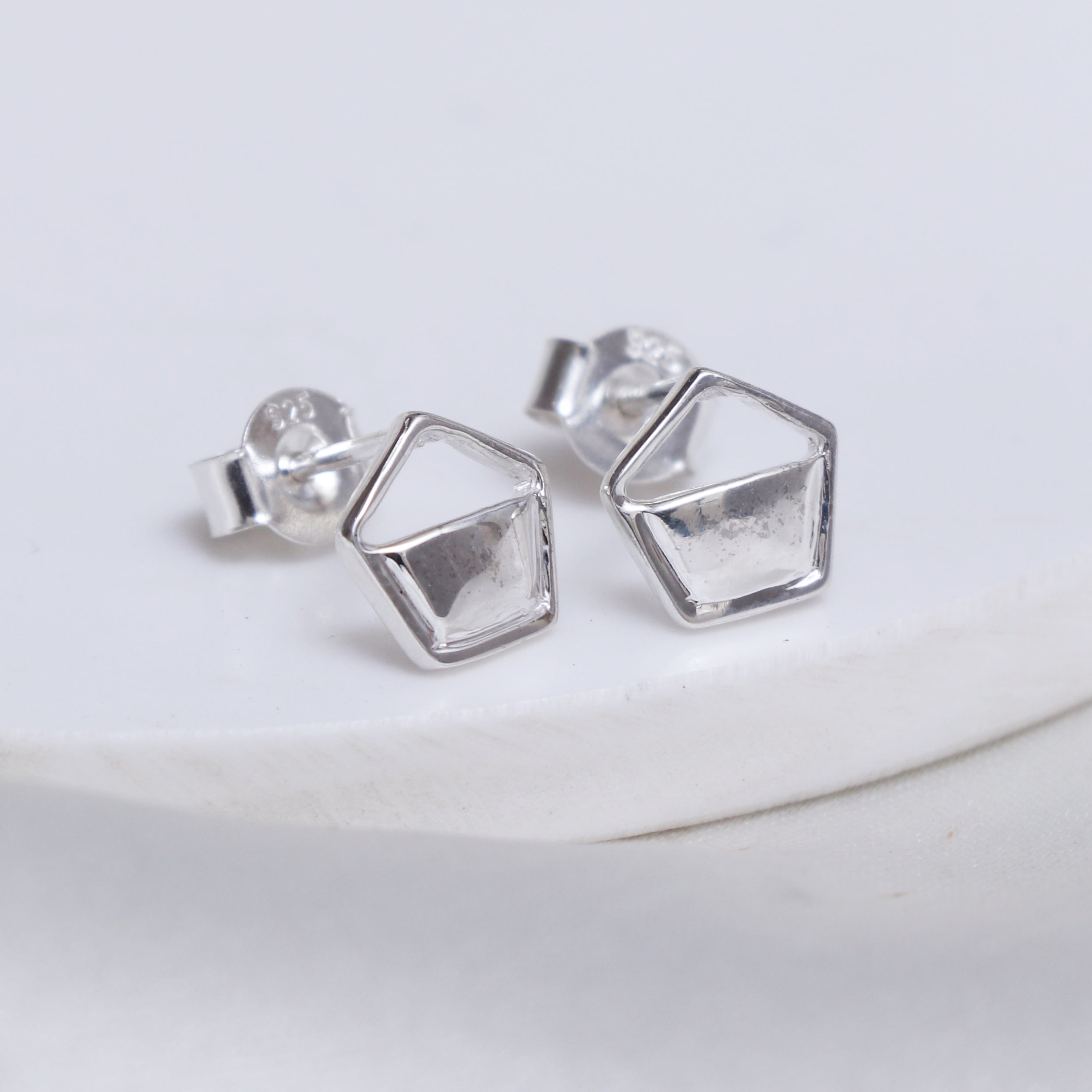 Geometric Silver Studs Earrings