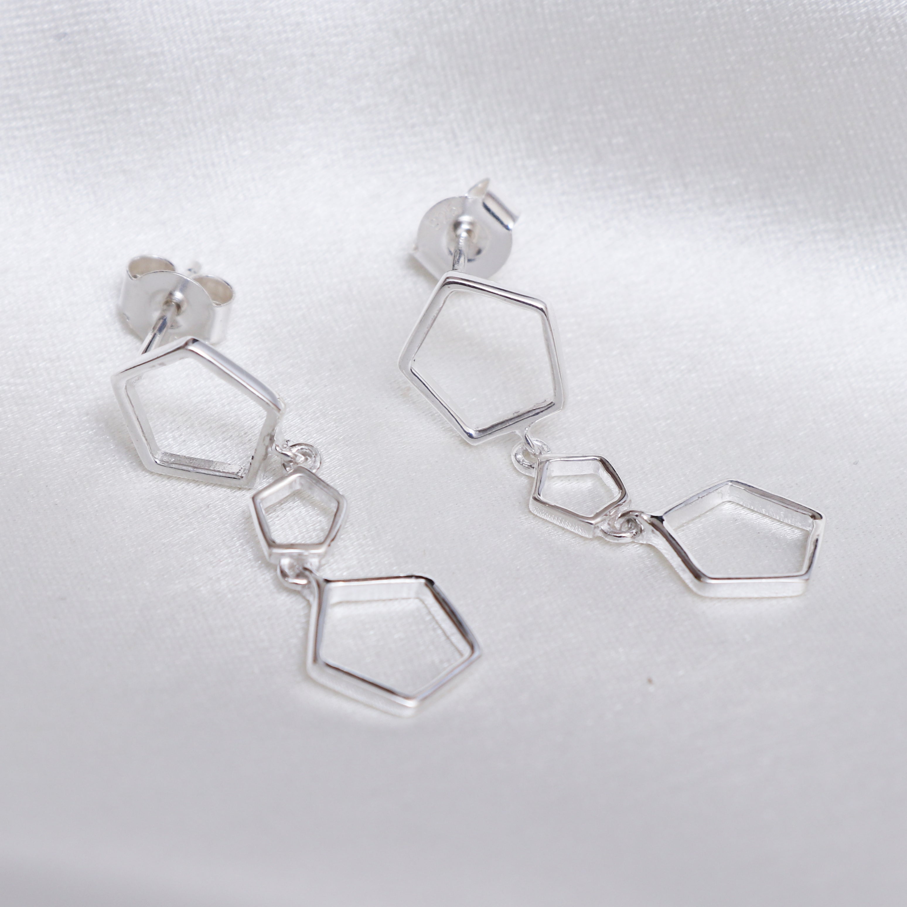 Geometric Silver Dangle Earrings