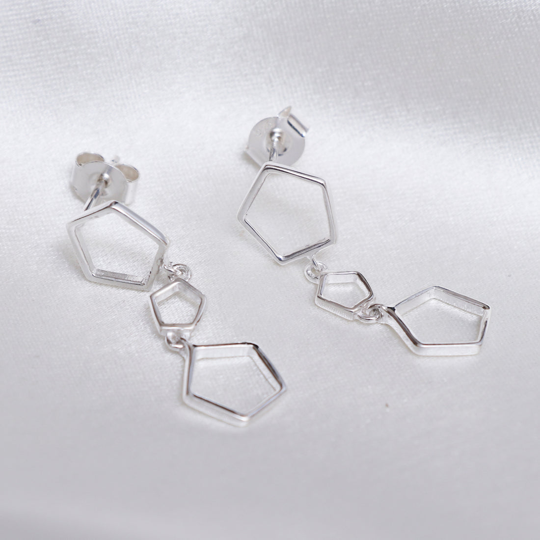 Geometric Silver Dangle Earrings