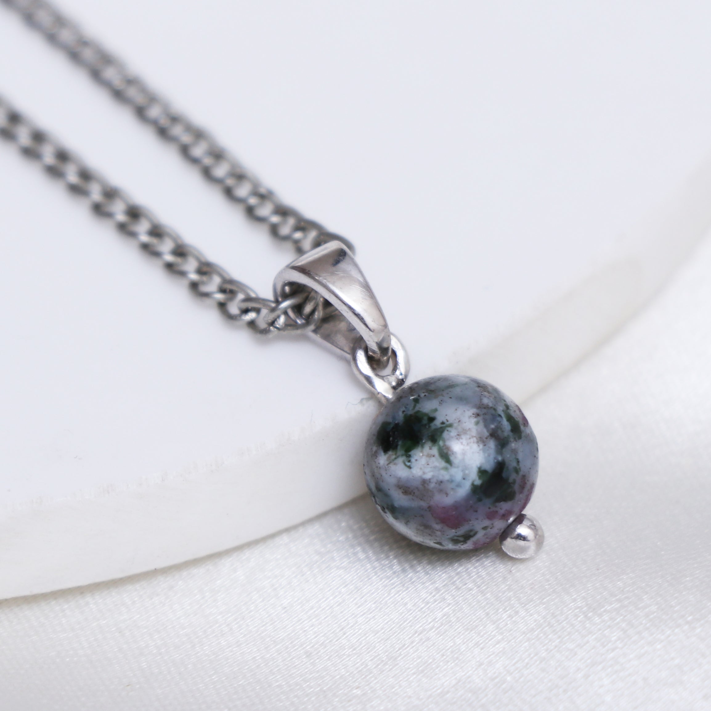 Semi Precious Ball Pendant With Chain