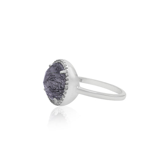 Black Rutile Statement Ring