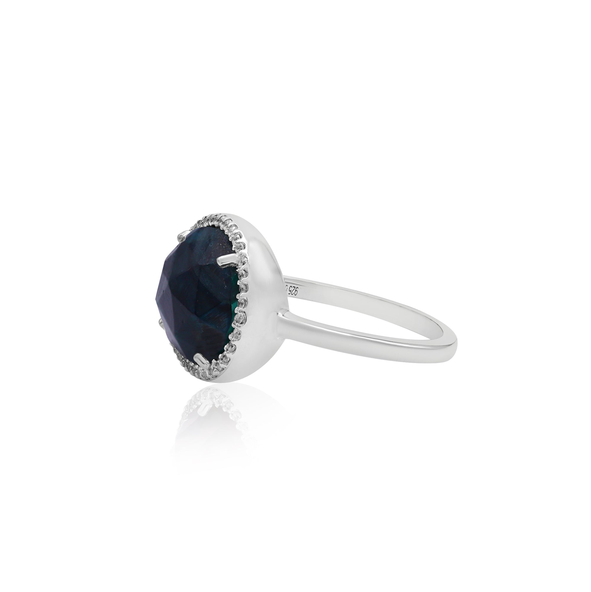 Blue Tiger Eye Gemstone Statement Ring