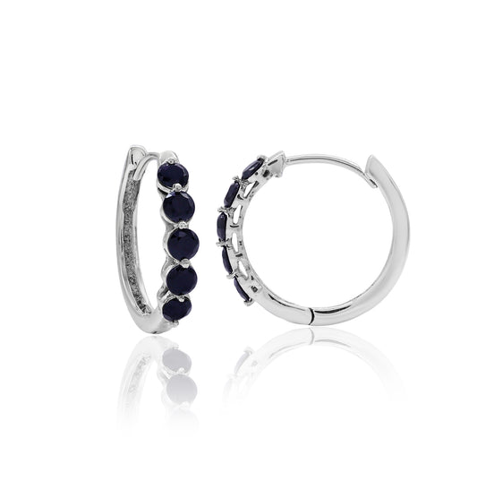 Natural Black Spinel Hoop Earrings
