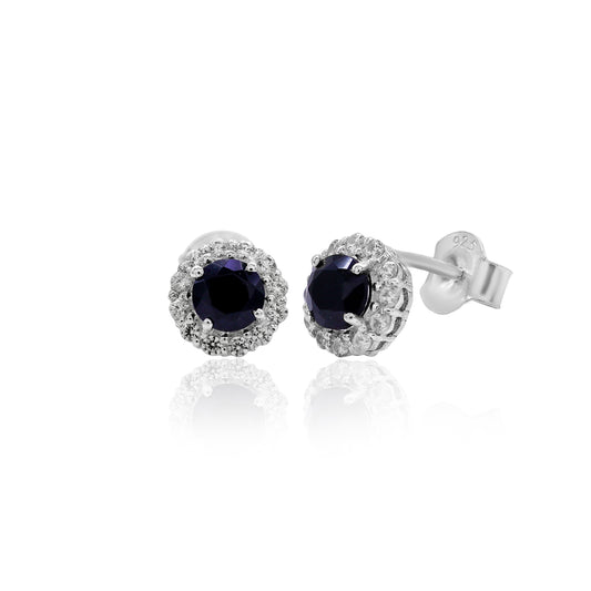 Black Spinel Round Stud Earrings