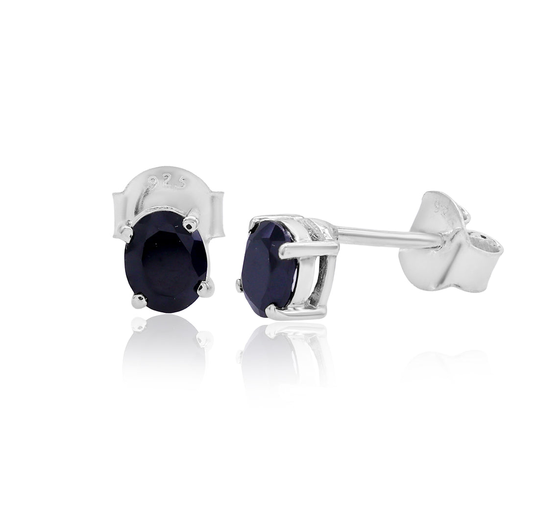 Black Spinel Oval Stud Earrings