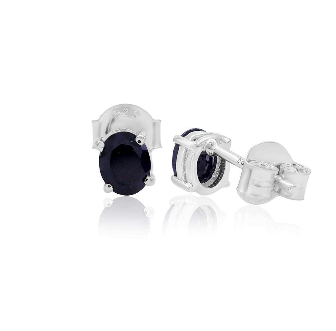 Black Spinel Oval Stud Earrings