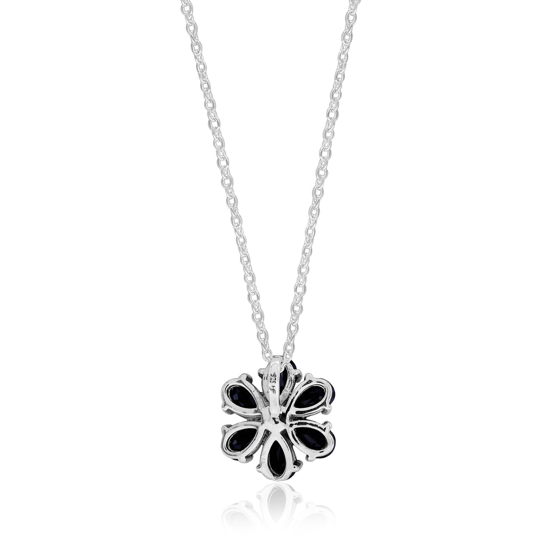 Black Spinel Floral Pendant With Chain