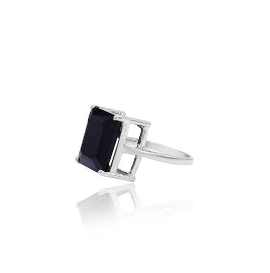 Black Spinel Octagon Ring