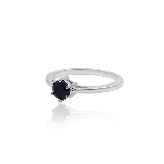 Black Spinel Round Stone Ring