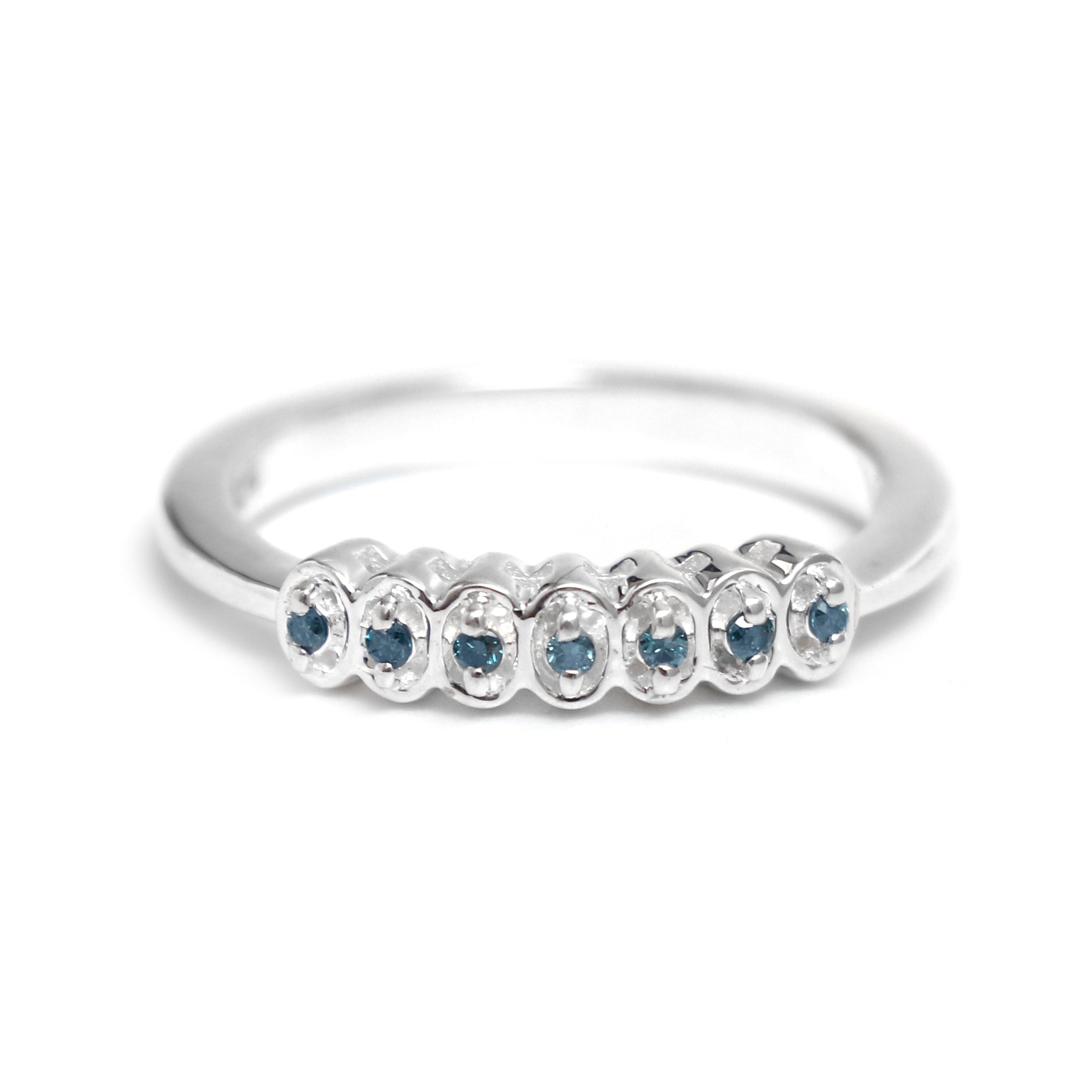 Natural Blue Diamond Silver Ring