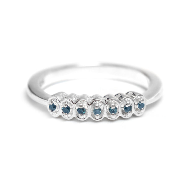 Natural Blue Diamond Silver Ring