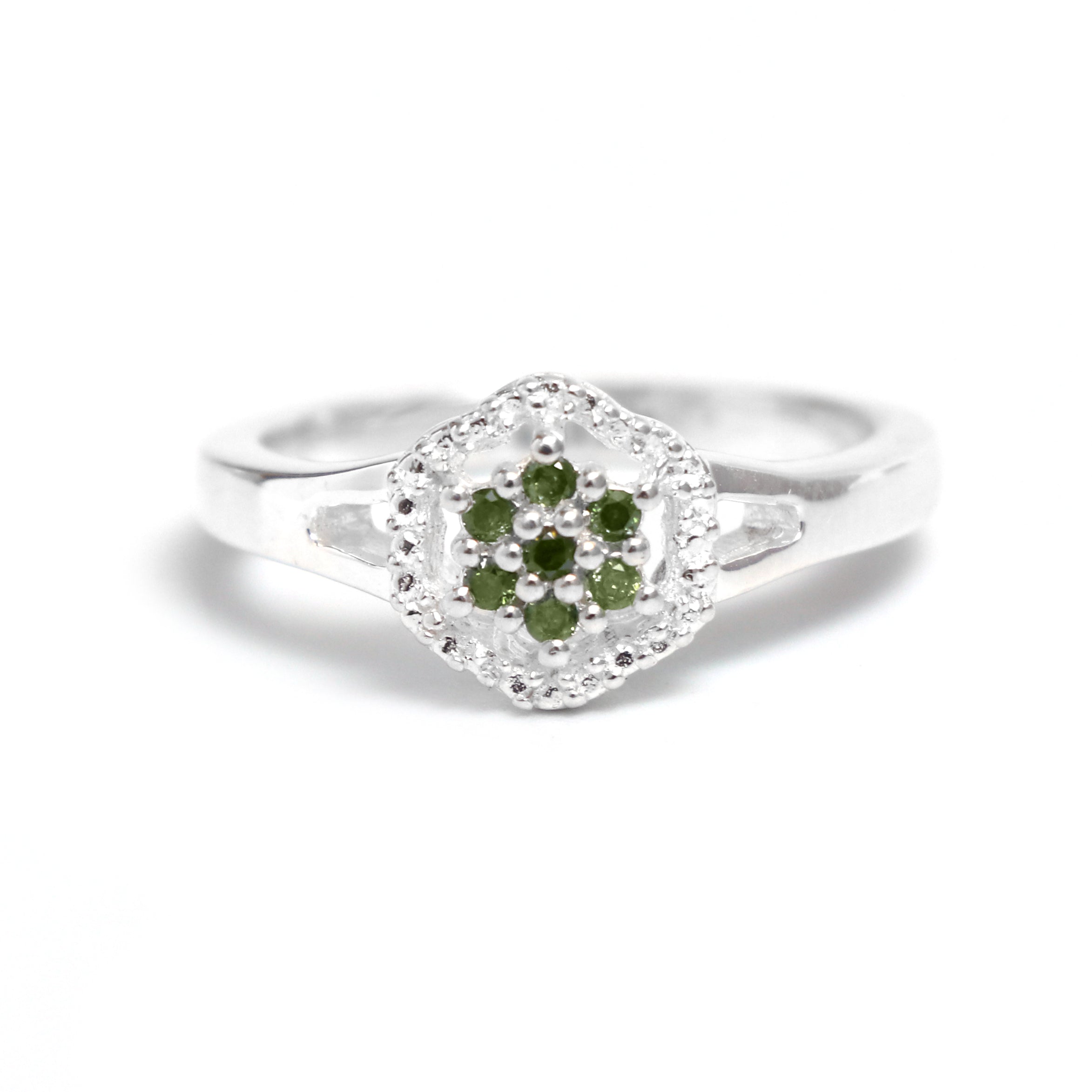 Natural Green Diamond Stone Ring