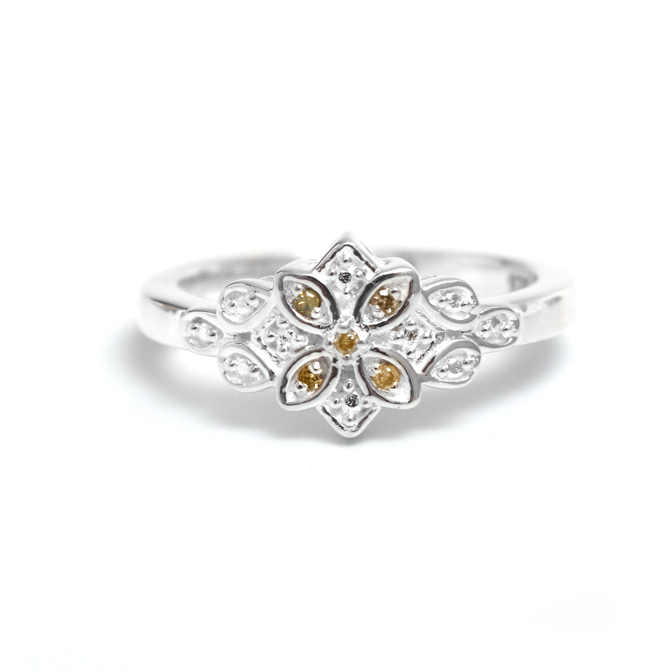 Natural Yellow Diamond Silver Ring