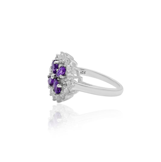 Elegance Amethyst Floral Ring