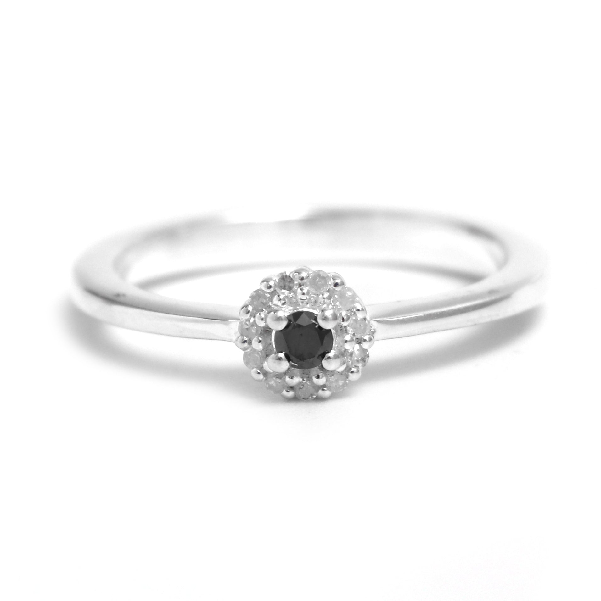 Natural Black And White Diamond Ring