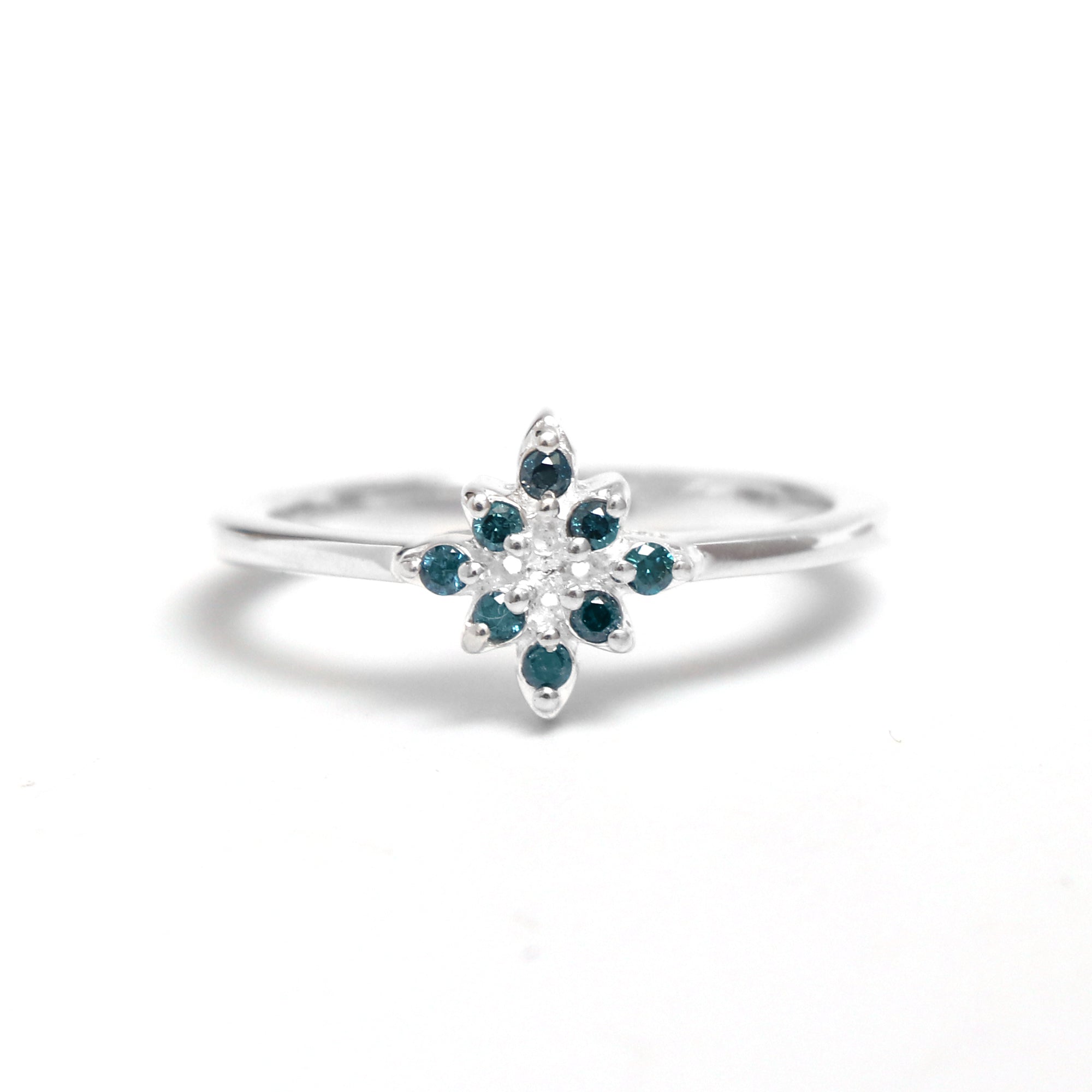 Natural Blue Diamond Silver Ring